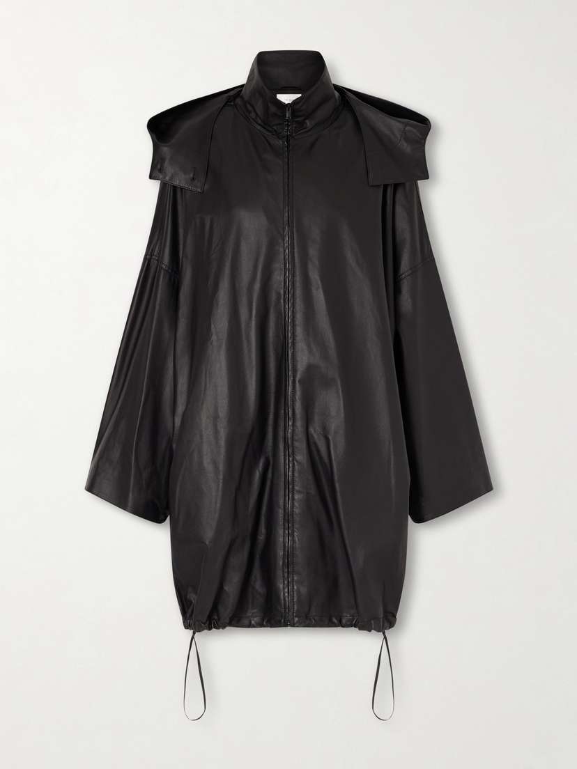 The Row Cassandre Leather Hooded Coat