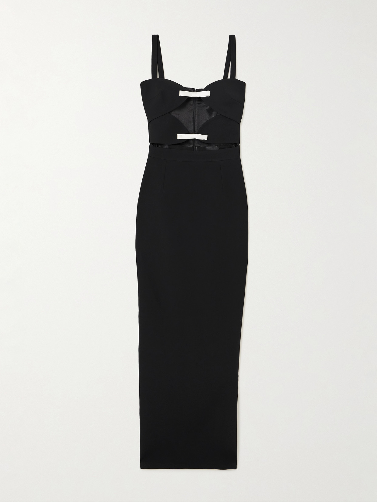 The New Arrivals Ilkyaz Ozel Ambrosia Satin-trimmed Cutout Crepe Gown In Black