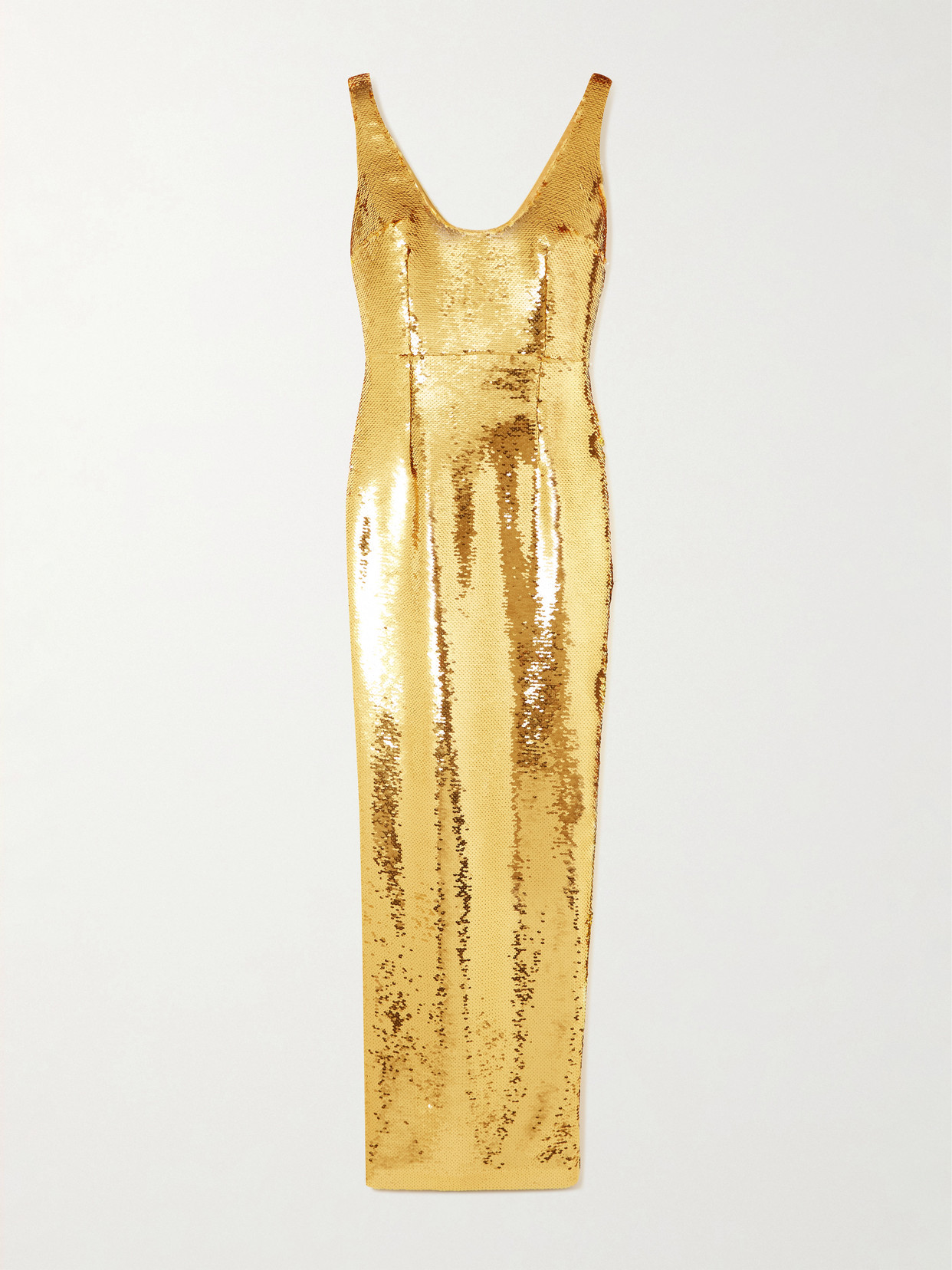 The New Arrivals Ilkyaz Ozel Manu Sequin-embellished Satin Gown In Gold