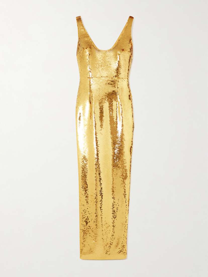 The New Arrivals Ilkyaz Ozel Manu Sequin-embellished Satin Gown