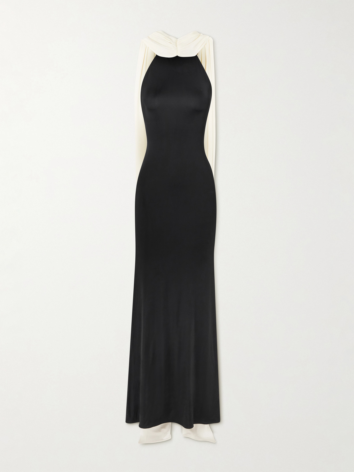The New Arrivals Ilkyaz Ozel Leia Draped Two-tone Jersey Gown In Blue