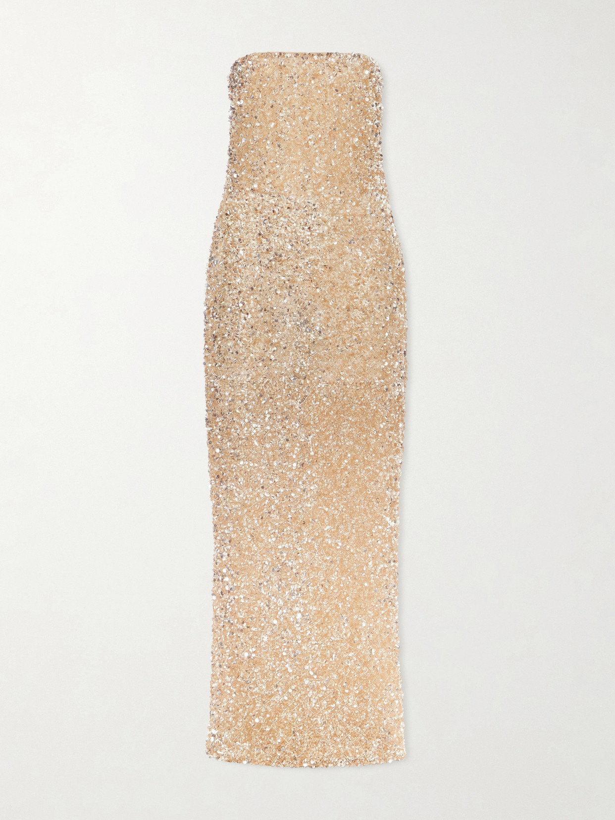 The New Arrivals Ilkyaz Ozel Strapless Embellished Satin Gown In Gold