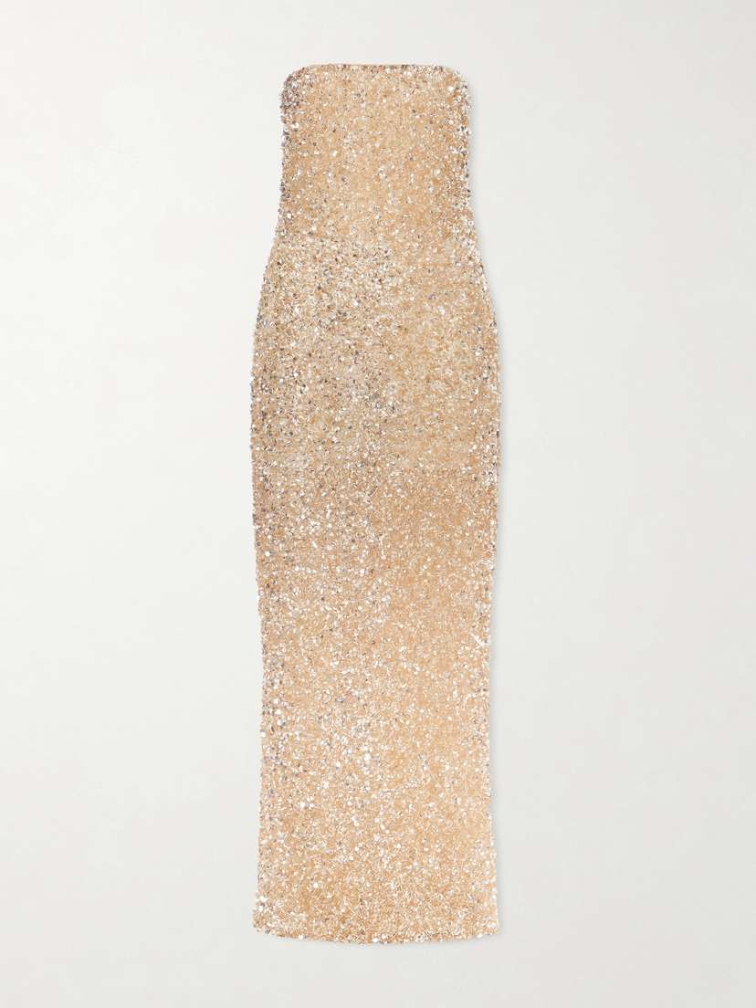 The New Arrivals Ilkyaz Ozel Strapless Embellished Satin Gown