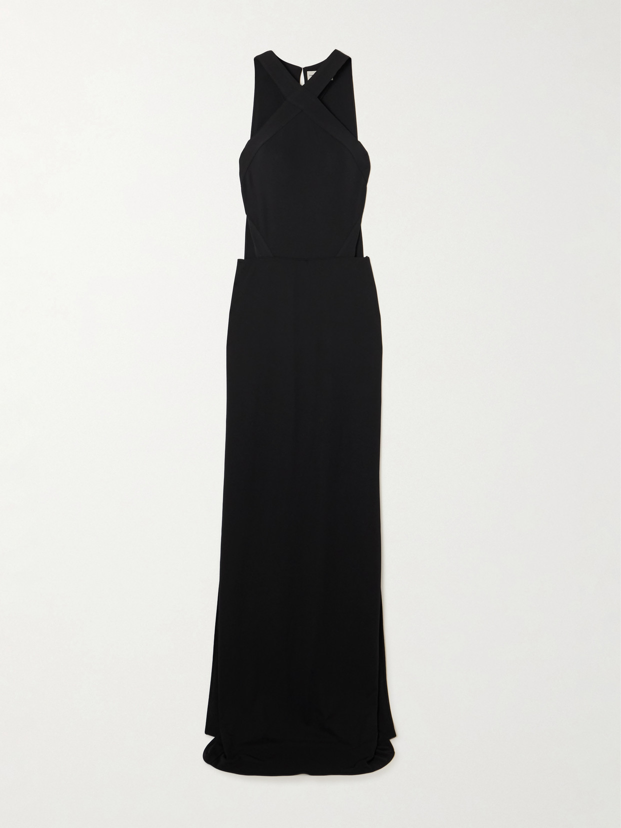 The New Arrivals Ilkyaz Ozel Yoko Cutout Crepe Halterneck Gown In Black
