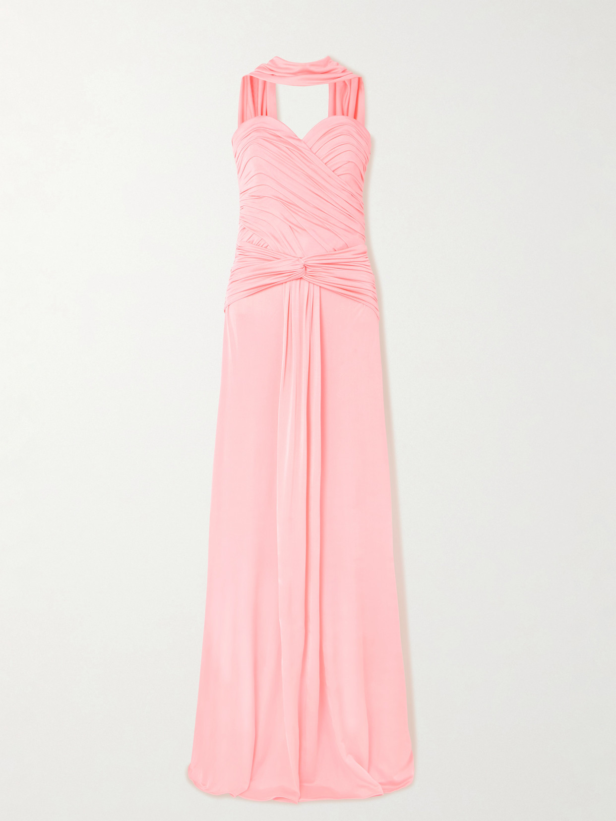 The New Arrivals Ilkyaz Ozel Amanda Scarf-detailed Draped Jersey Gown In Pink