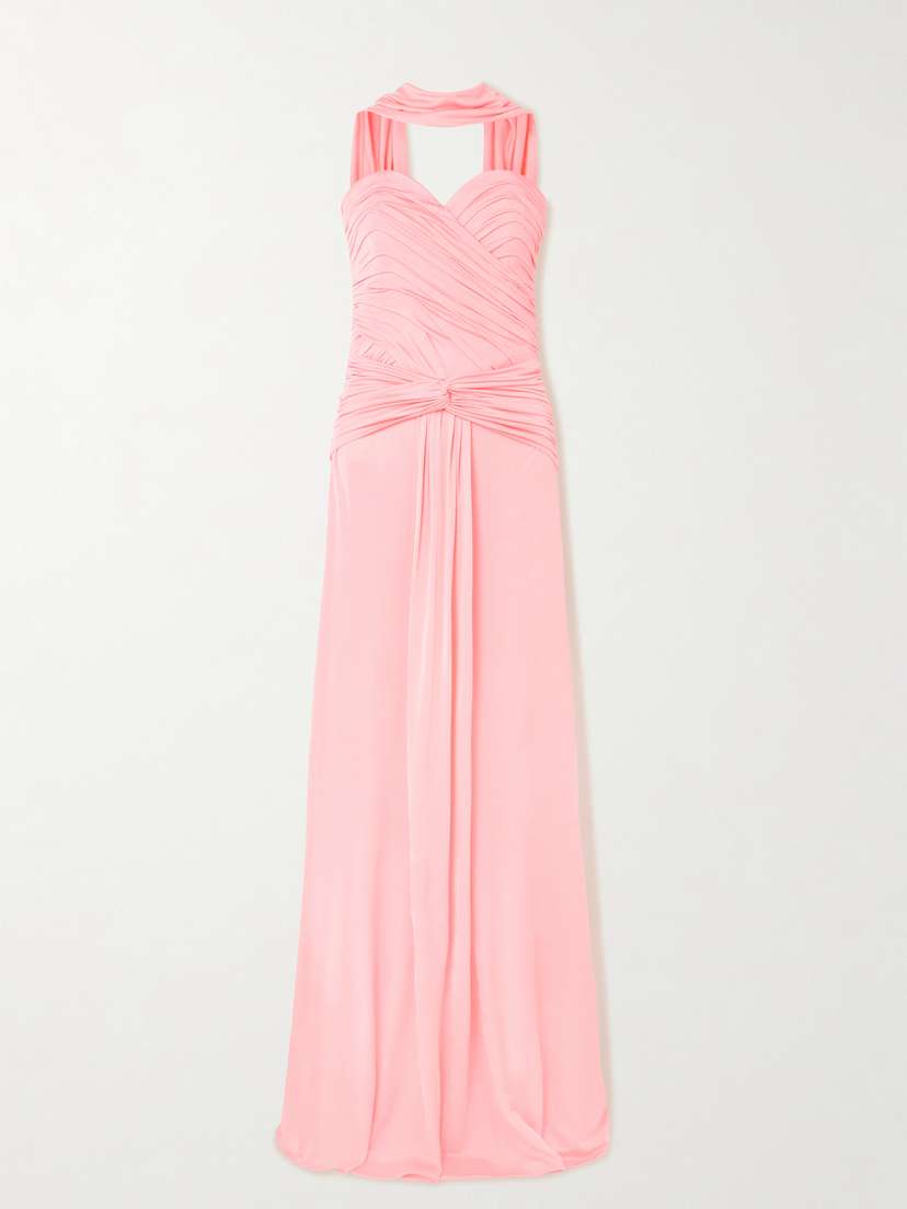 The New Arrivals Ilkyaz Ozel Amanda Scarf-detailed Draped Jersey Gown