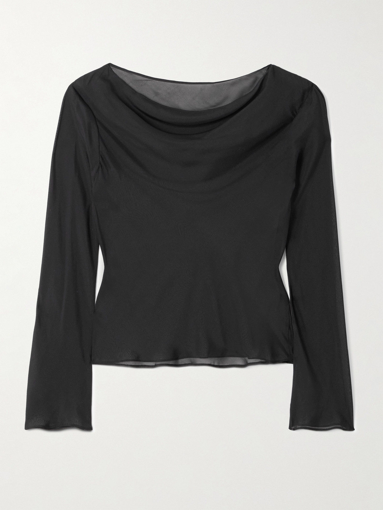 Sir Strobe Draped Silk-chiffon Top In Black
