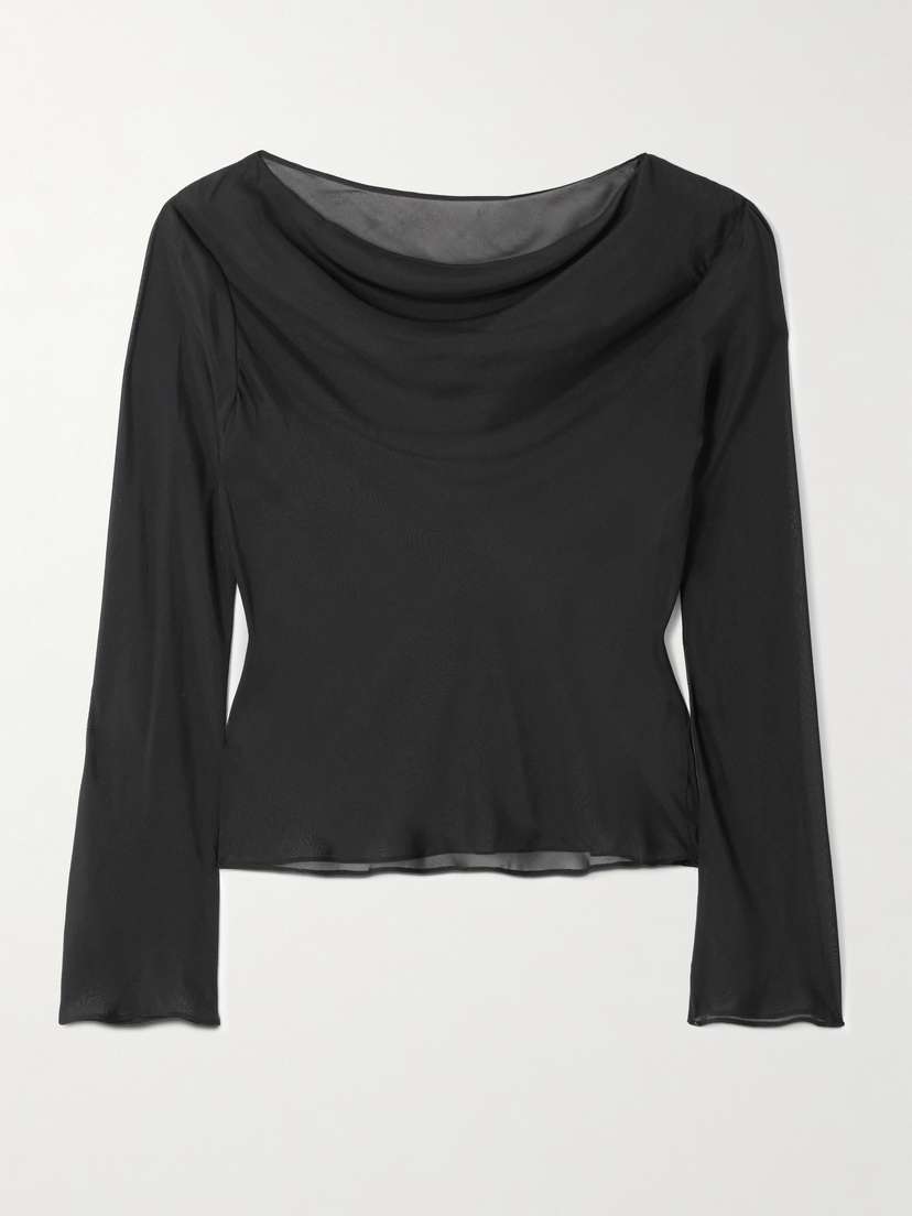SIR. Strobe Draped Silk-chiffon Top
