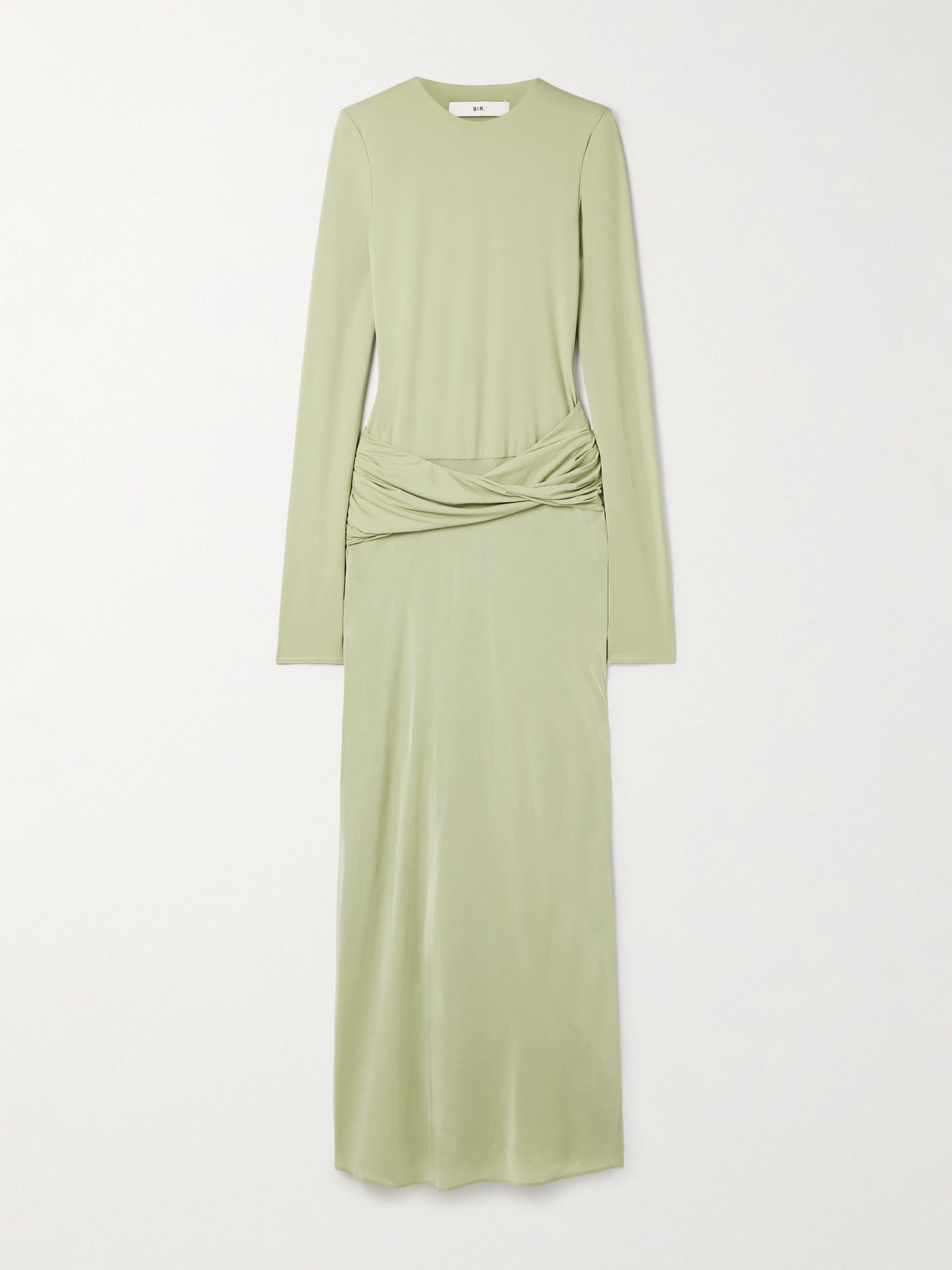 Sir Milesi Draped Stretch-jersey And Satin Gown In Green