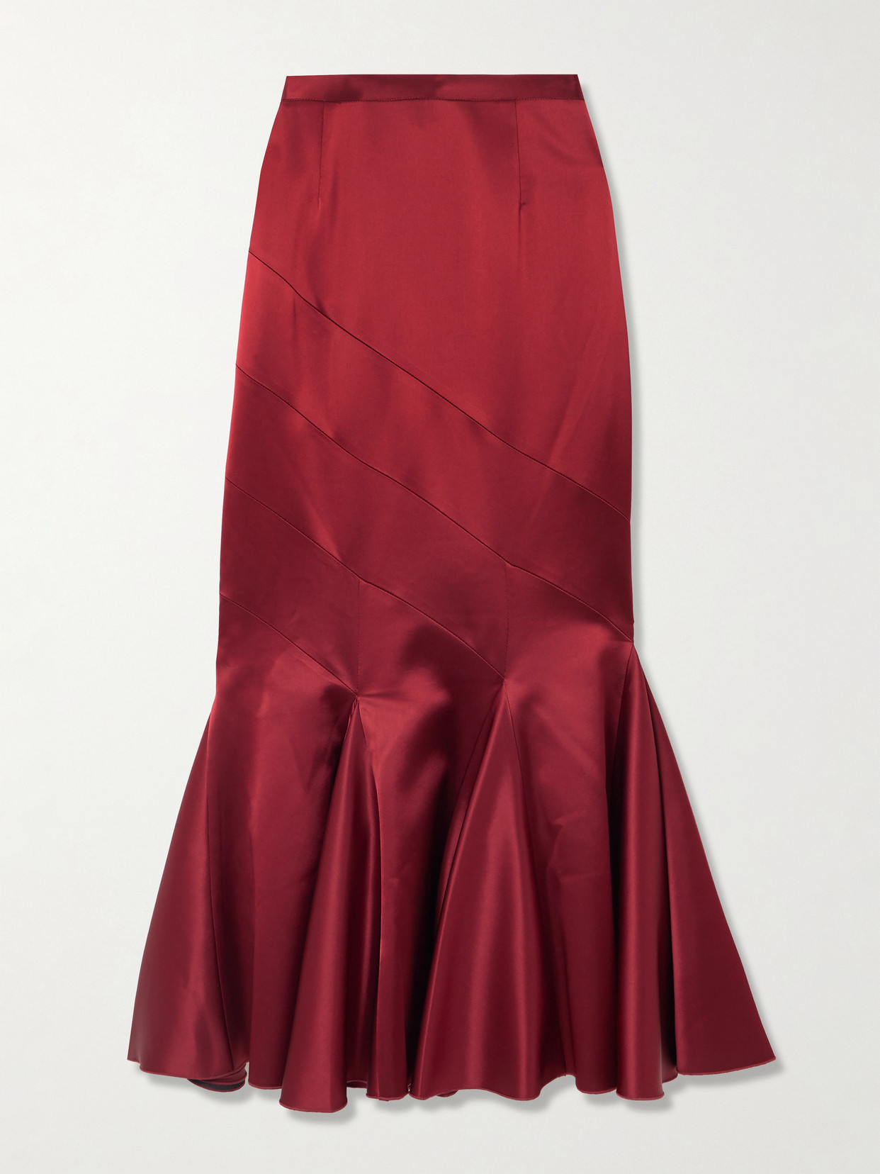 Violante Nessi Gentileschi Pleated Paneled Satin Maxi Skirt In Red