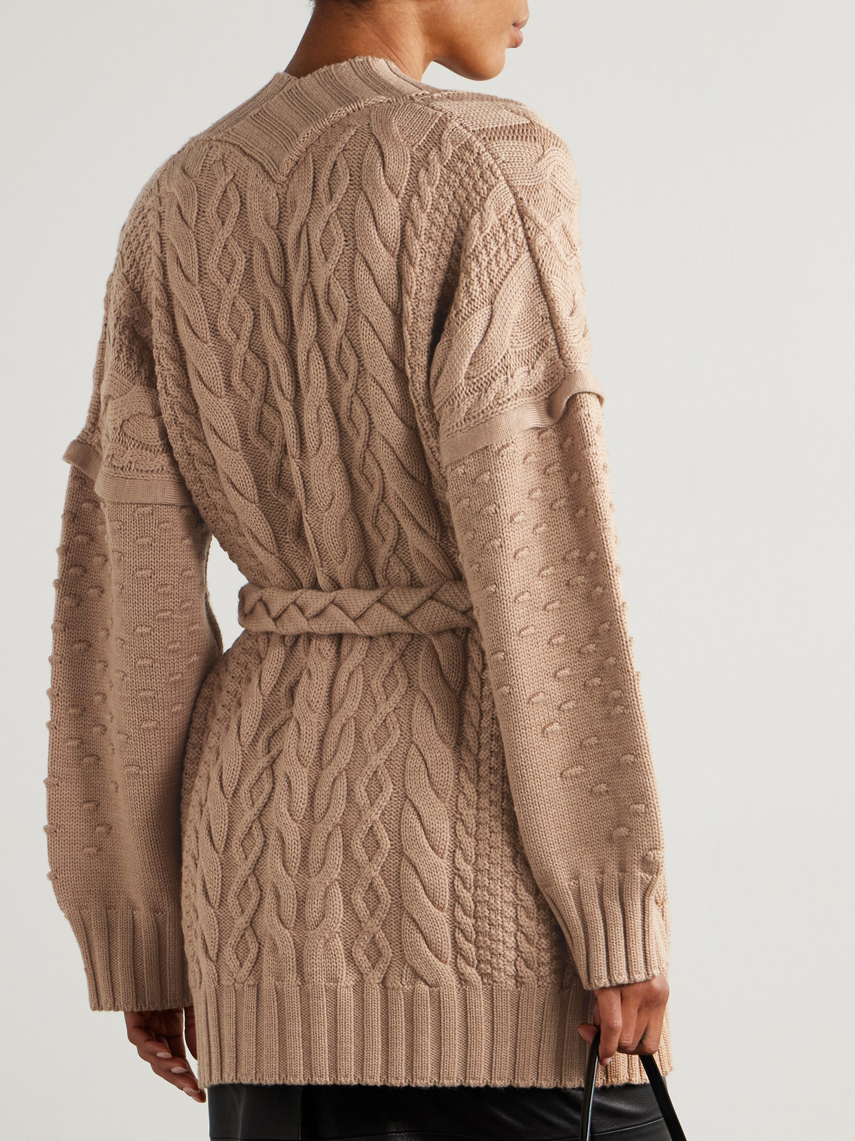 Violante Nessi Tracey Belted Cable-knit Wool Cardigan In Multi