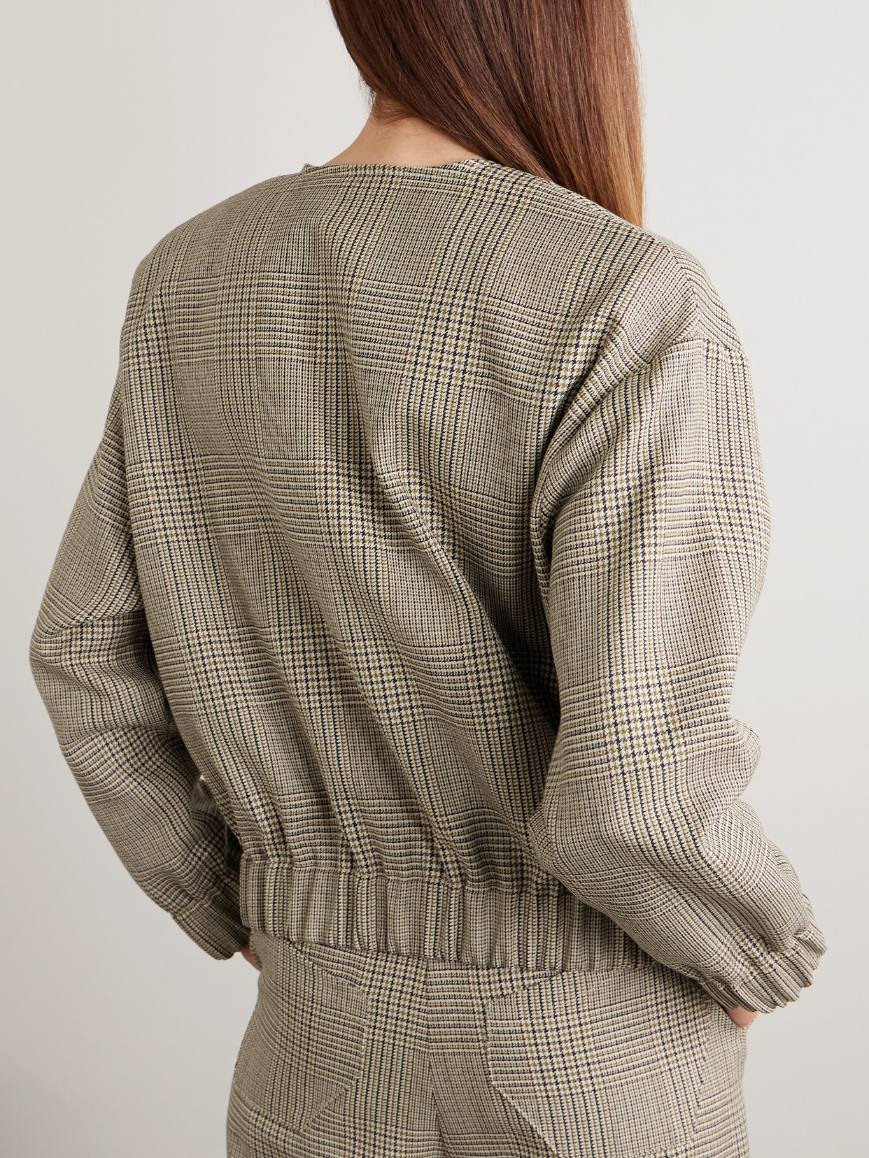 Violante Nessi Kelly Houndstooth Wool Bomber Jacket In Gray