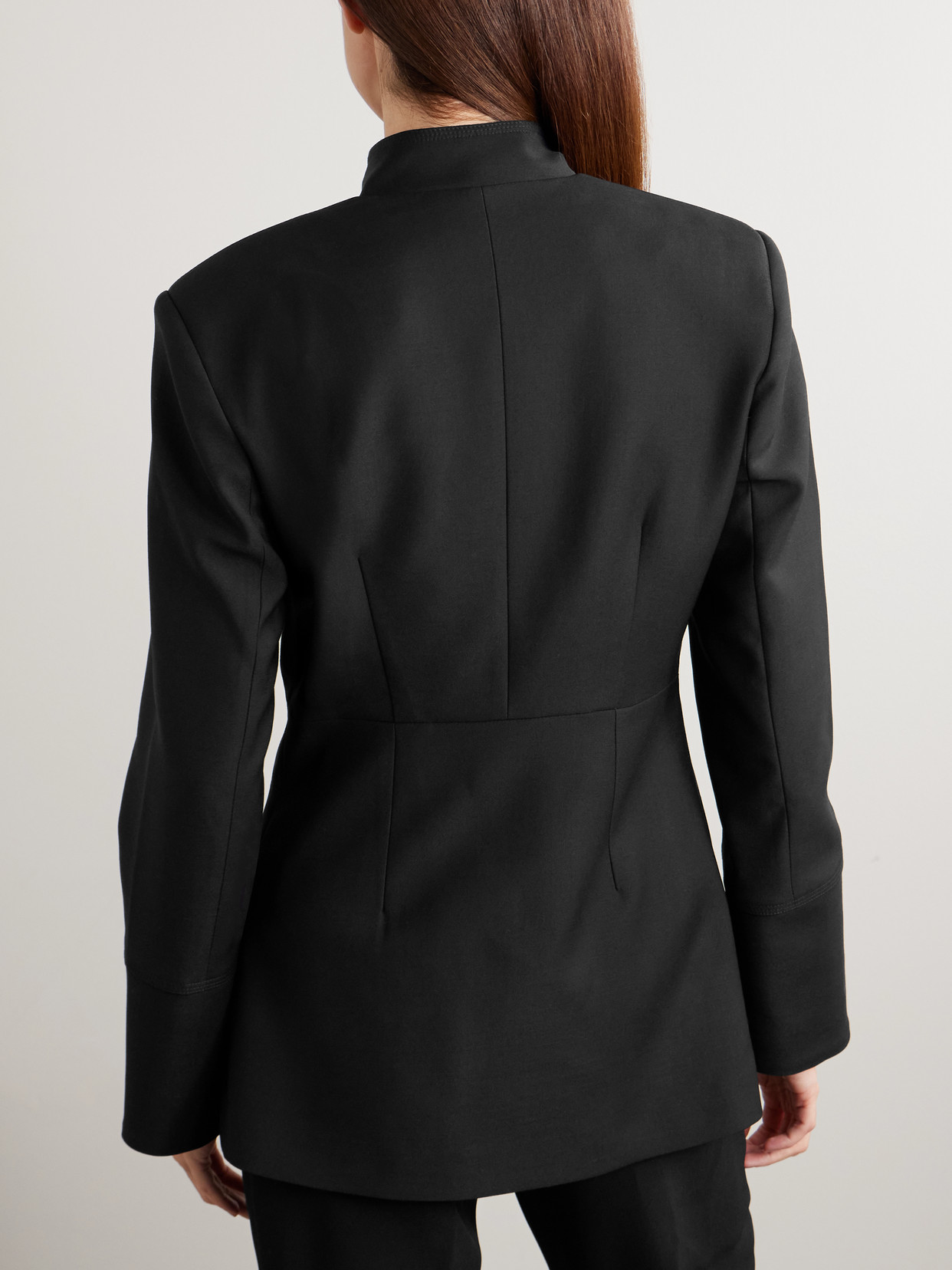 Violante Nessi Lille Satin-trimmed Wool-blend Blazer In Black
