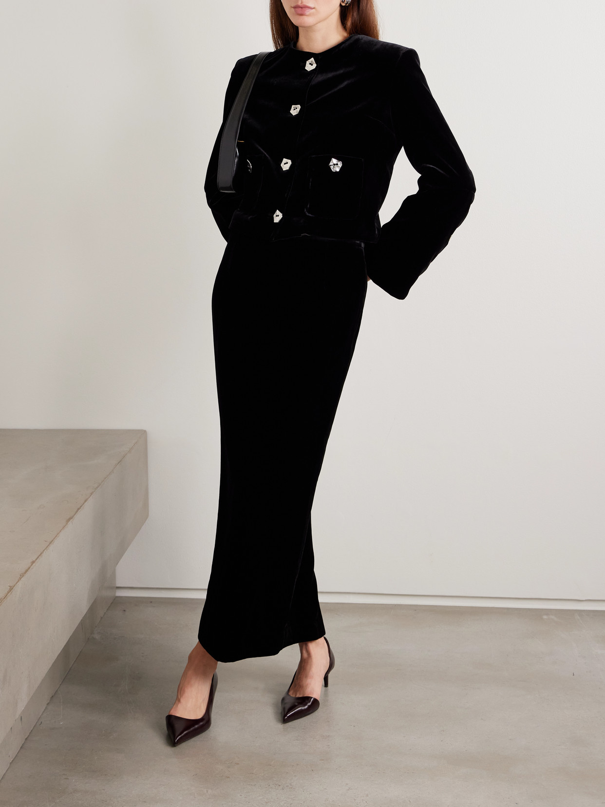 Violante Nessi Velvet Maxi Skirt In Black