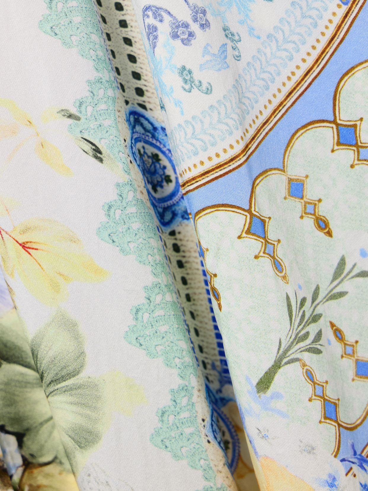 Camilla Crystal-embellished Shirred Printed Silk Maxi Dress In Blue