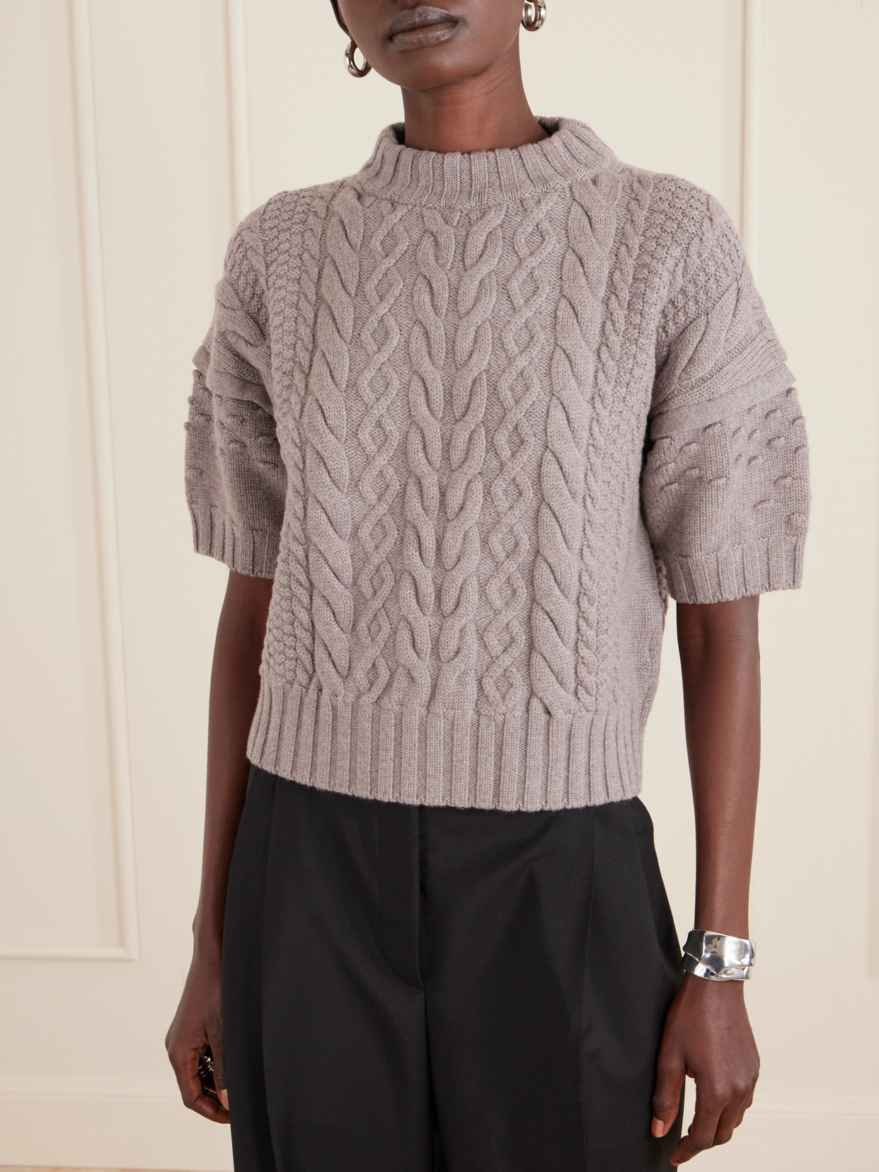 Violante Nessi Ruscha Cable-knit Wool Sweater In Gray