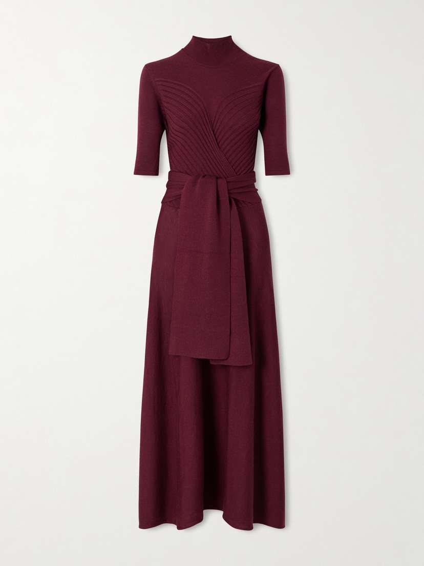 VIOLANTE NESSI Takashi Tie-detailed Ribbed Merino Wool Midi Dress