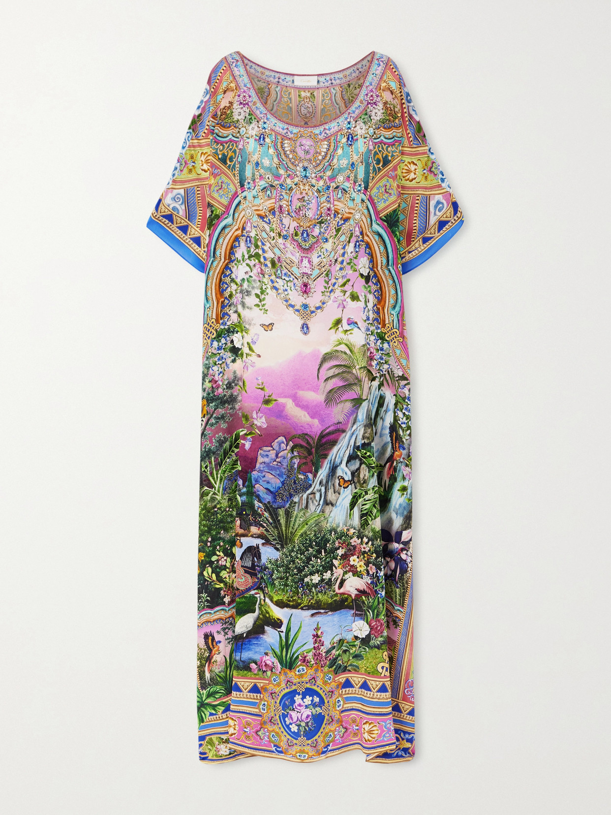 Camilla Crystal-embellished Printed Silk Crepe De Chine Kaftan In Multi