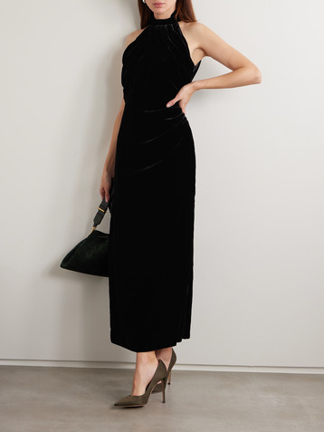 VIOLANTE NESSI Merisi draped velvet turtleneck gown