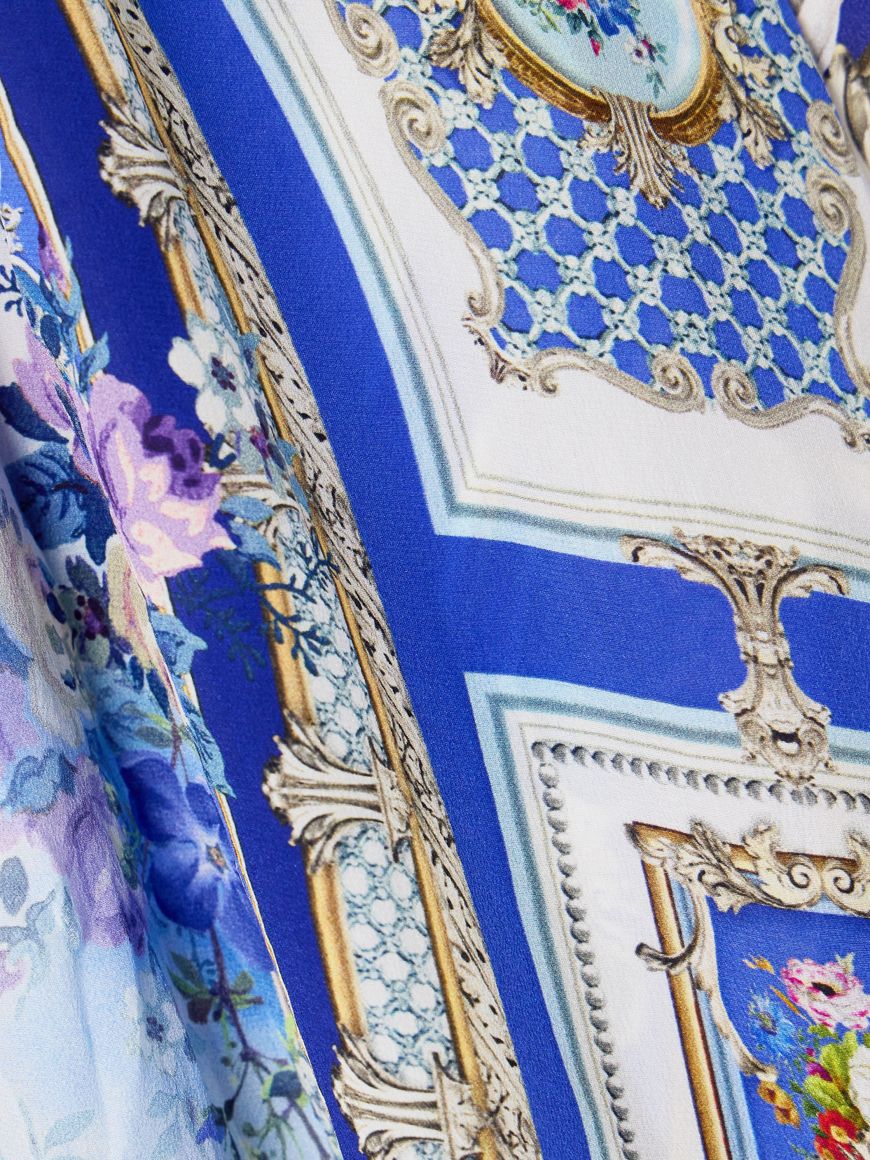 Camilla Crystal-embellished Shirred Printed Silk-chiffon Maxi Dress In Blue