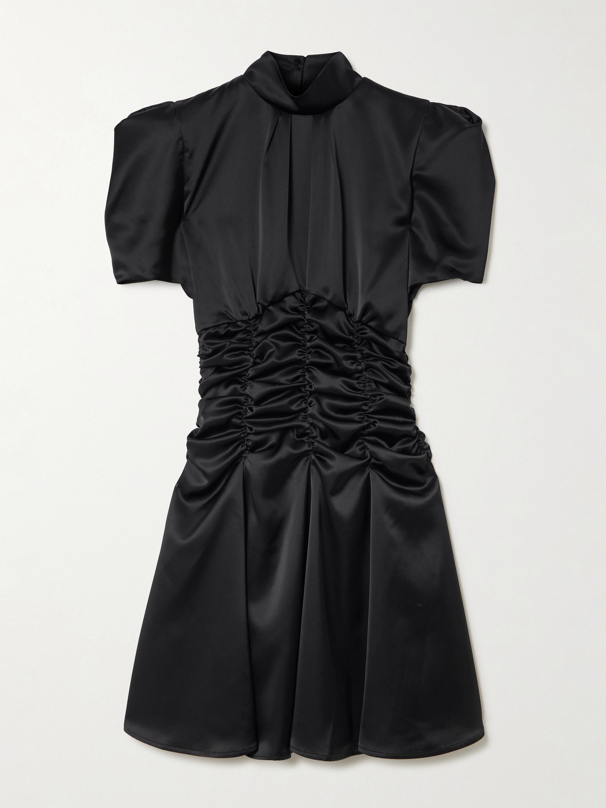 Violante Nessi Balthus Ruched Satin Mini Dress In Black