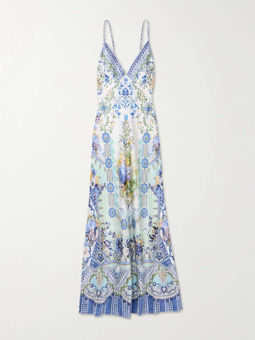 Camilla Crystal-embellished Floral-print Silk-satin Maxi Dress