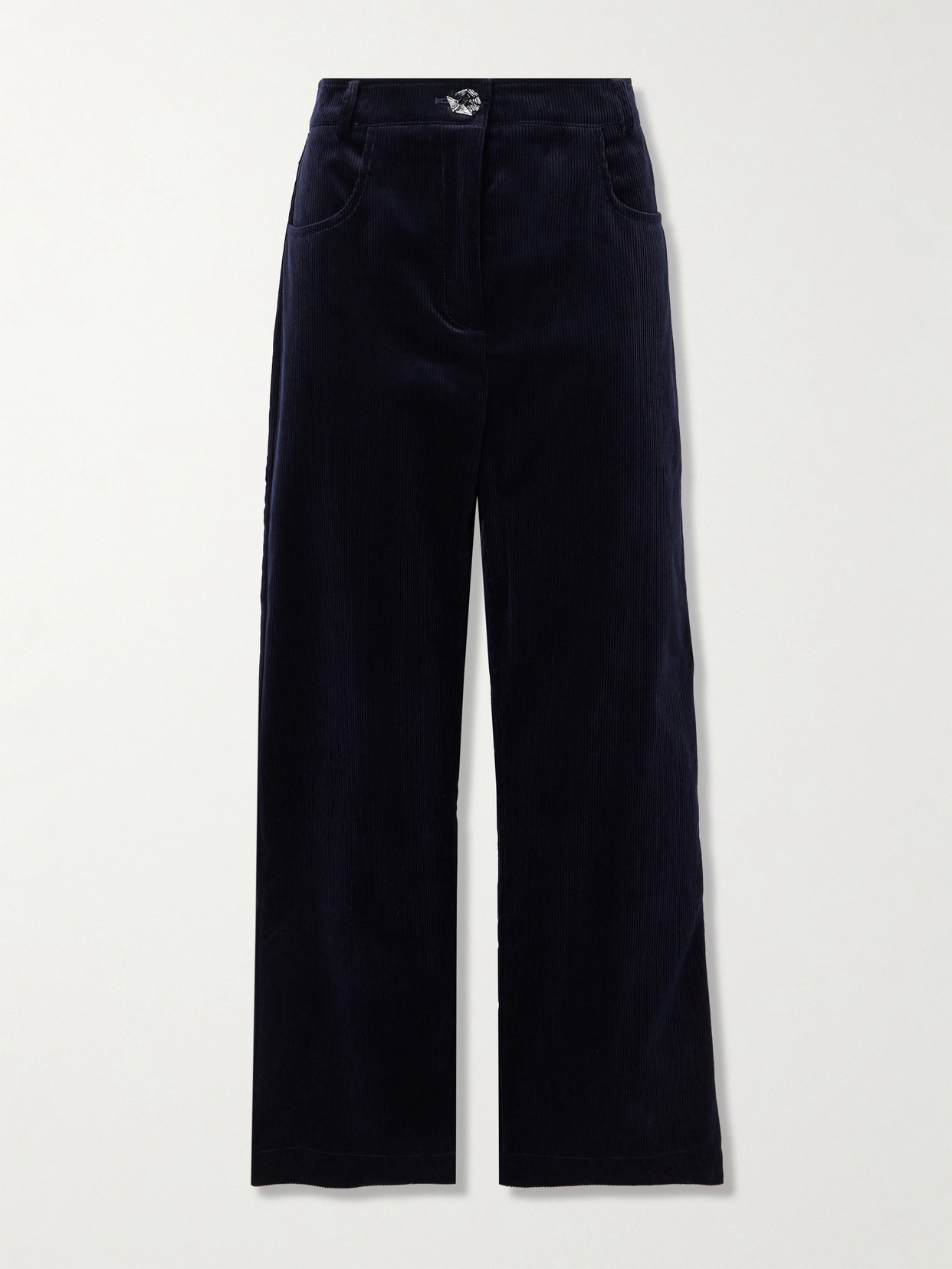 Violante Nessi Rufino Cotton-corduroy Straight-leg Pants In Blue