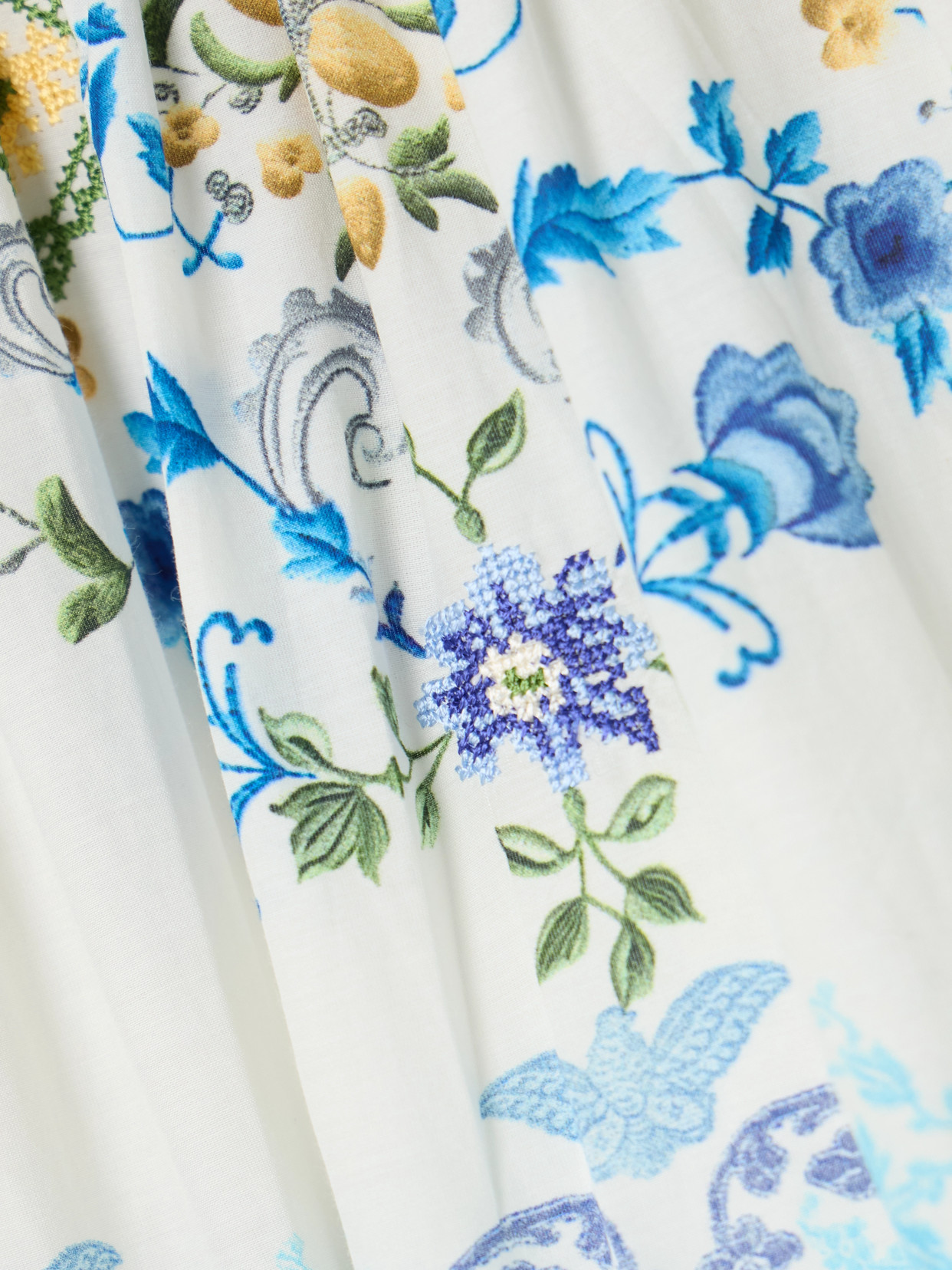 Camilla My Homespun Heart Lace-trimmed Embroidered Printed Tiered Cotton And Silk-blend Maxi Skirt In White