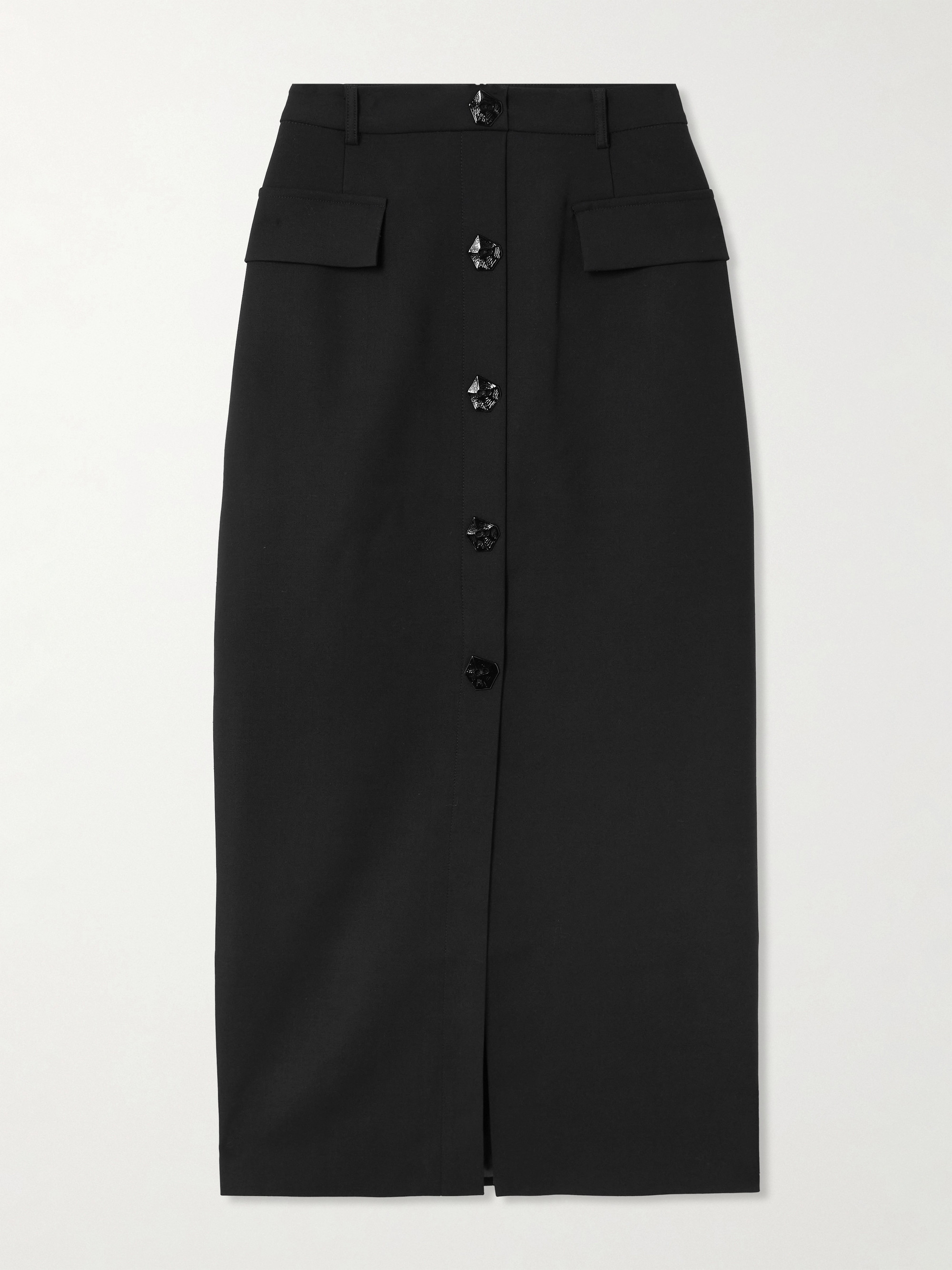 VIOLANTE NESSI Adassa button-embellished wool-blend maxi skirt thumbnail
