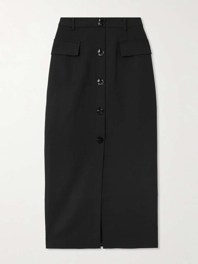 VIOLANTE NESSI Adassa Button-embellished Wool-blend Maxi Skirt