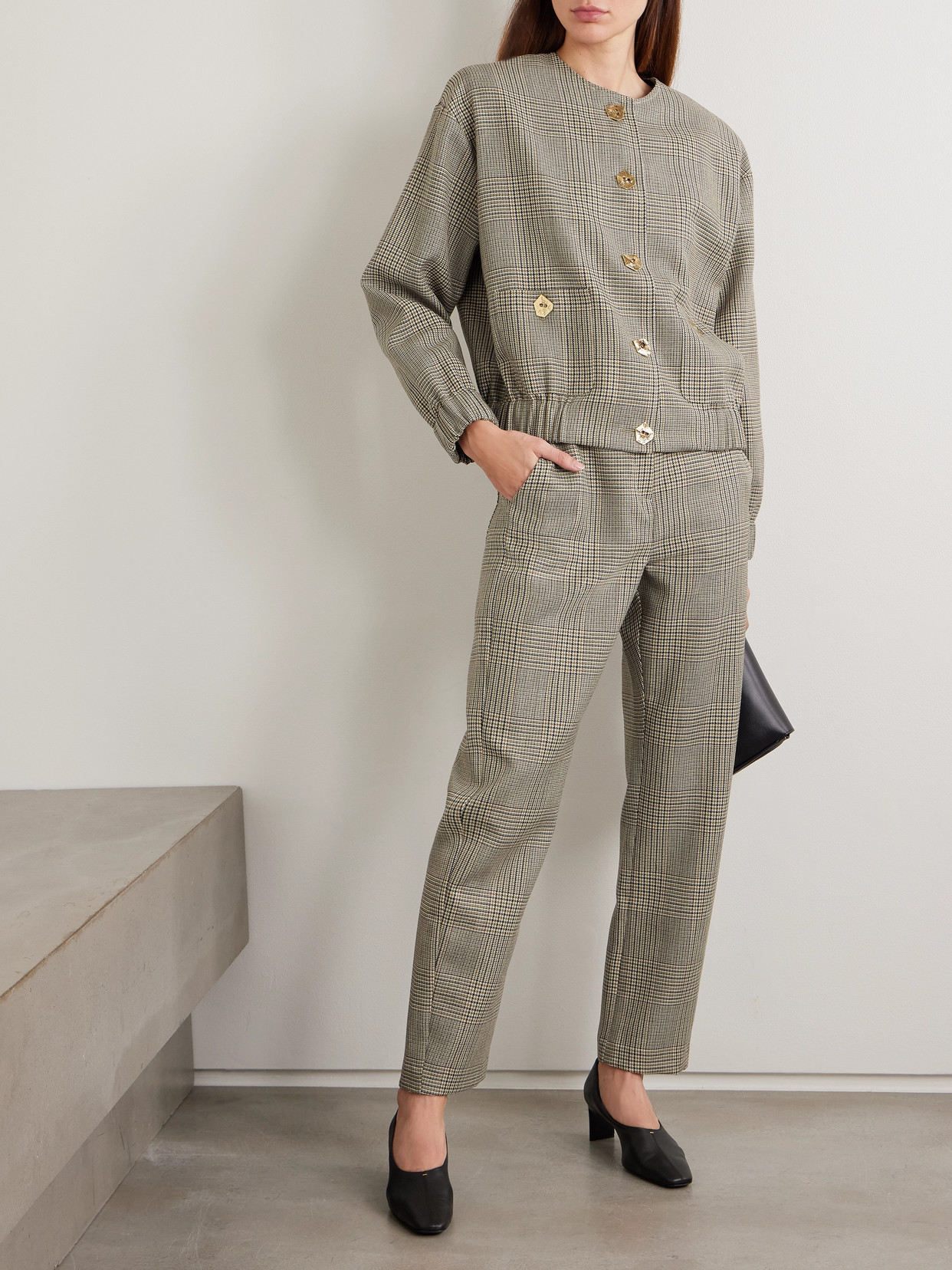 Violante Nessi New York Houndstooth Wool Tapered Pants In Multi