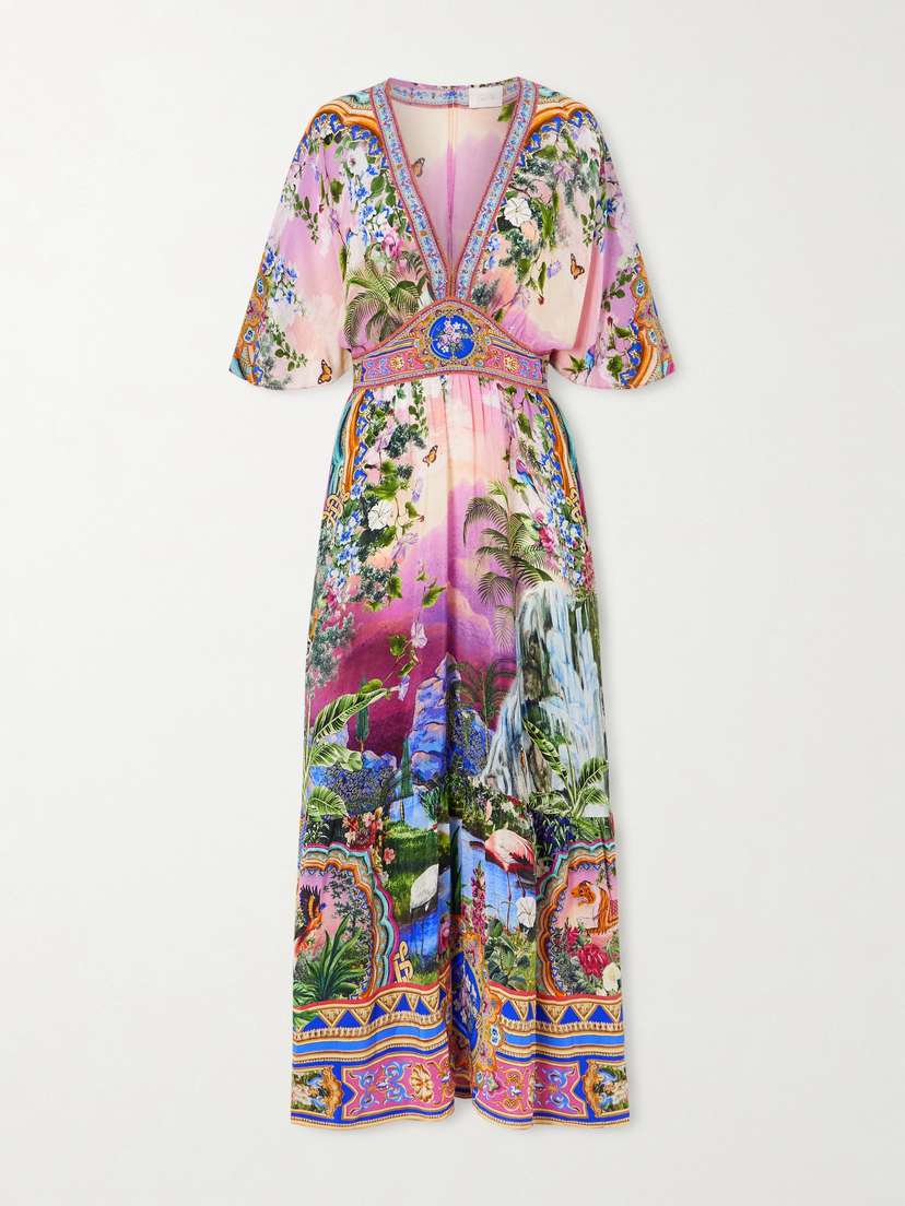 Camilla Crystal-embellished Printed Silk Crepe De Chine Maxi Dress
