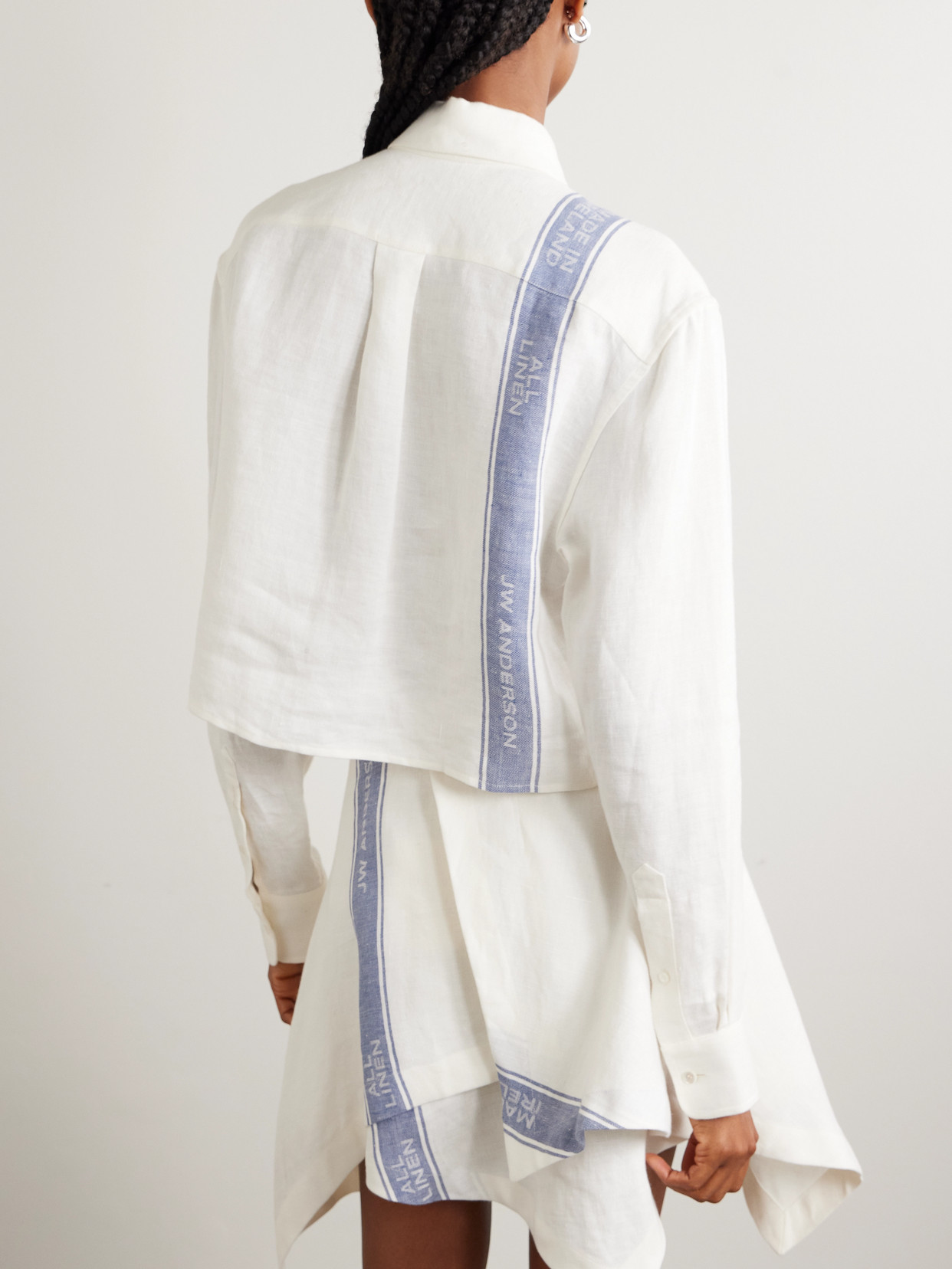Cropped Linen-Jacquard Shirt