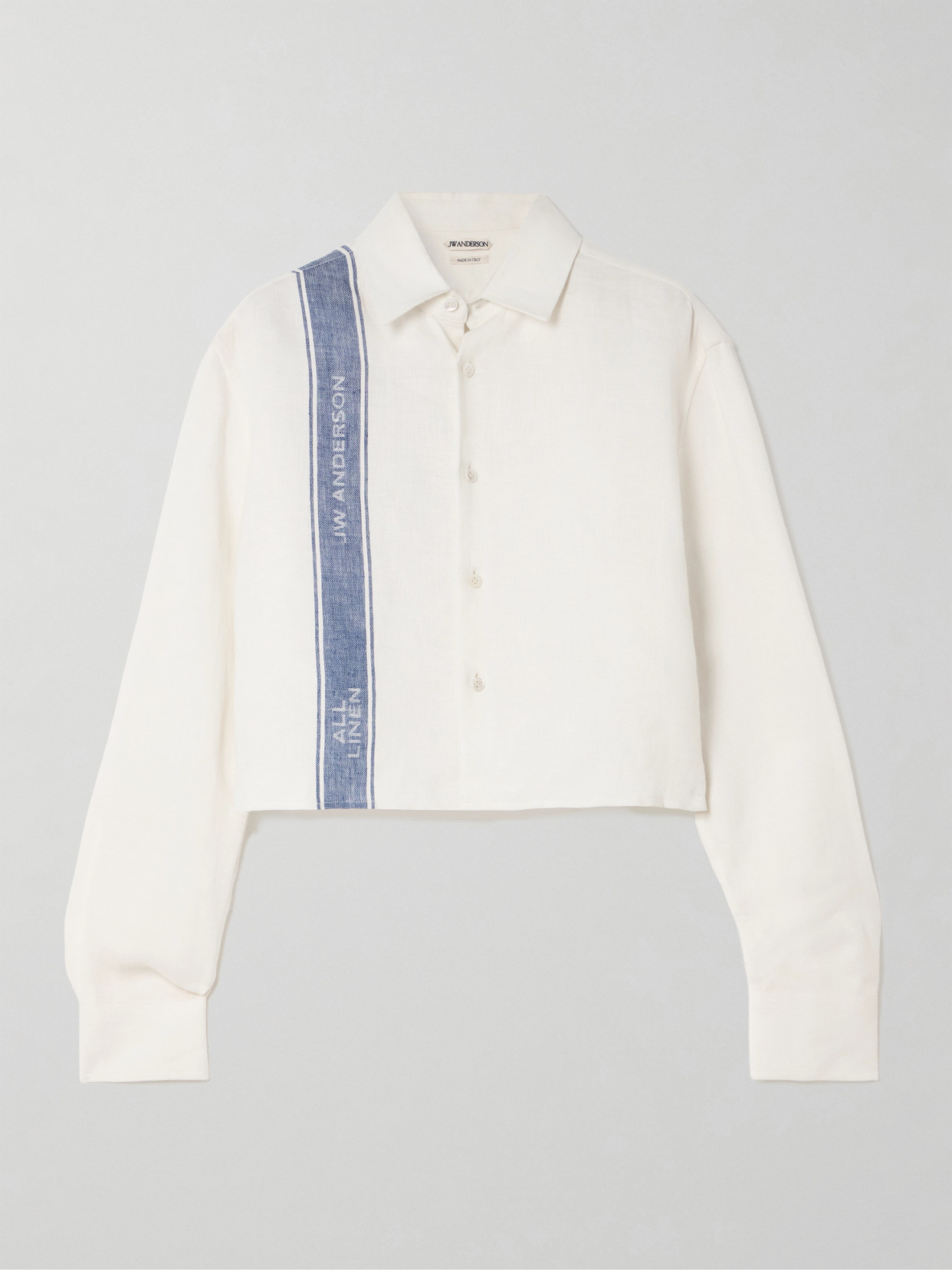 Cropped Linen-Jacquard Shirt