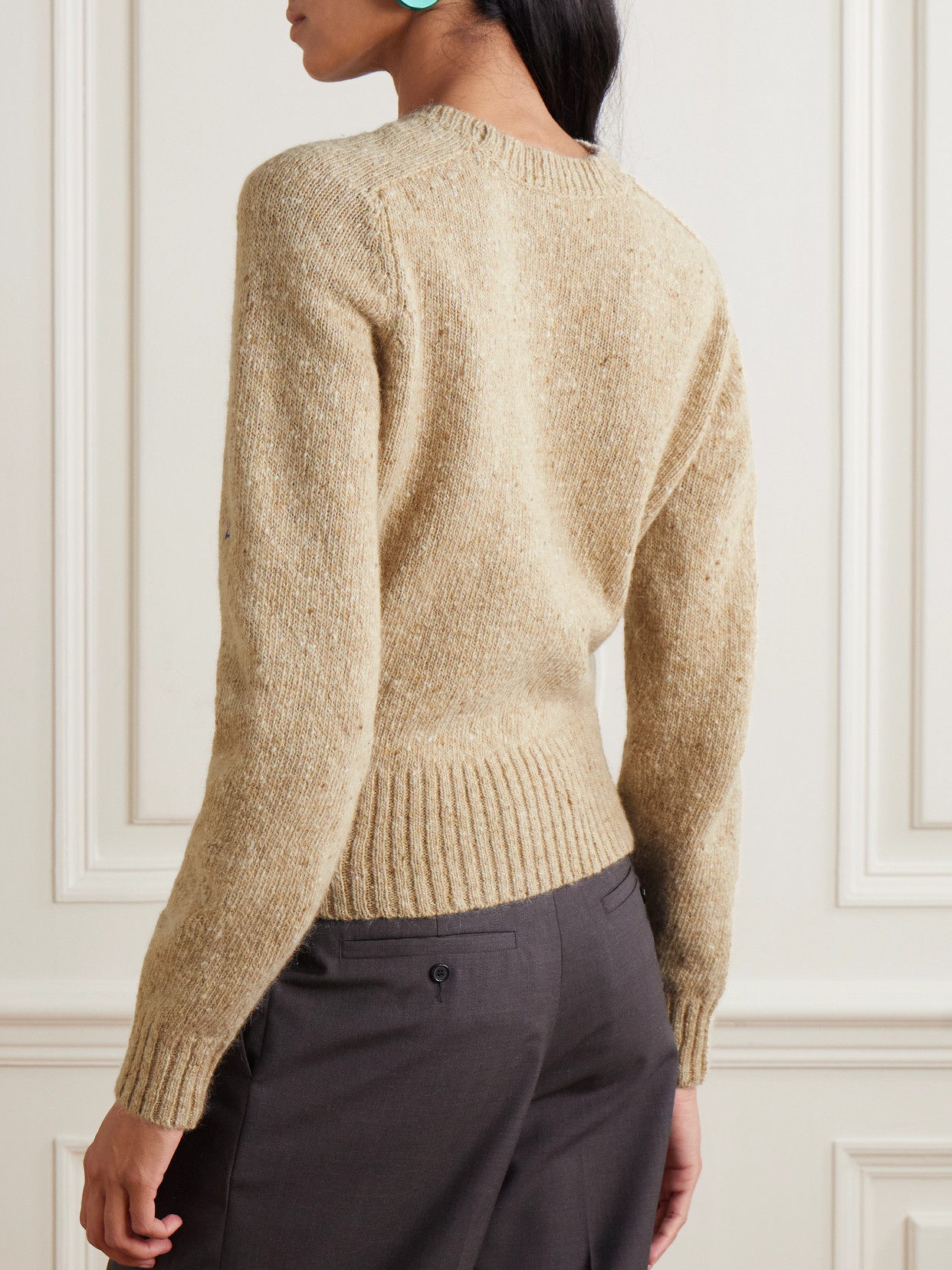 Jw Anderson Embroidered Merino Wool And Mohair-blend Sweater In Brown