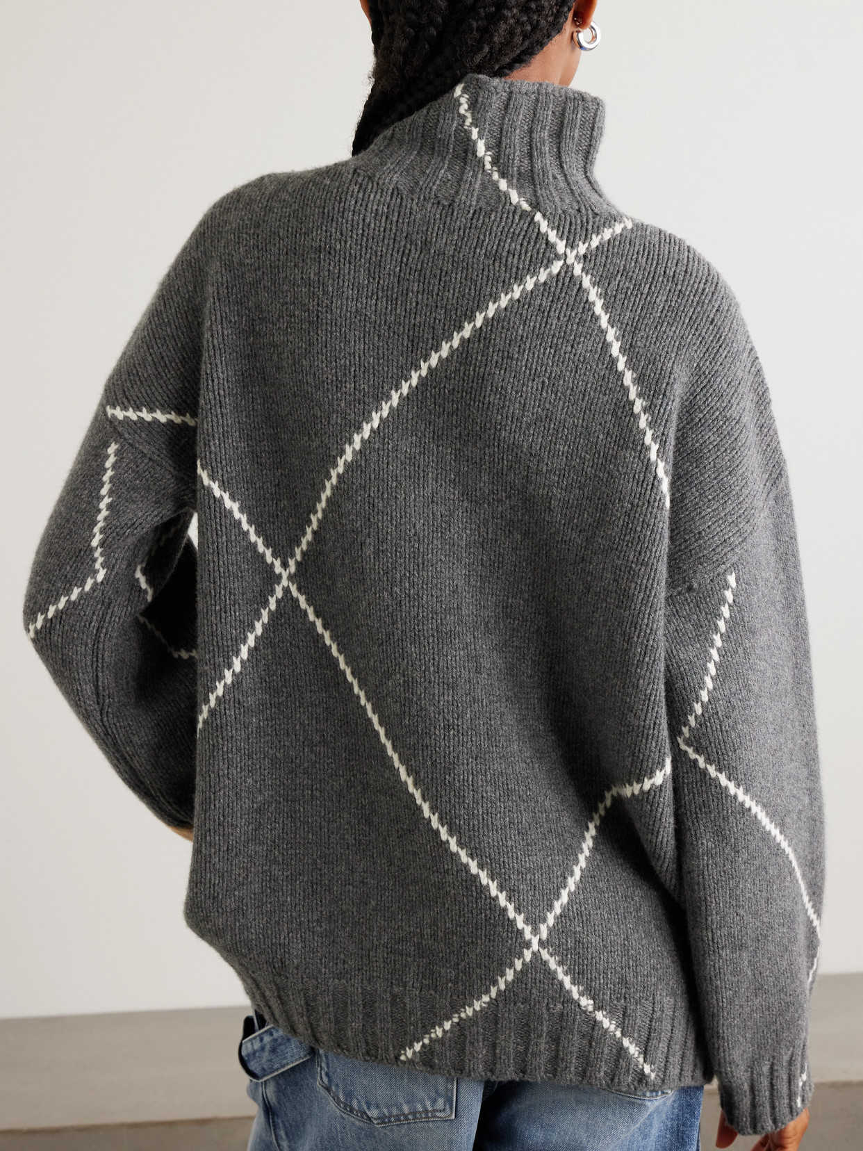 + Pringle Argyle Wool Turtleneck Sweater