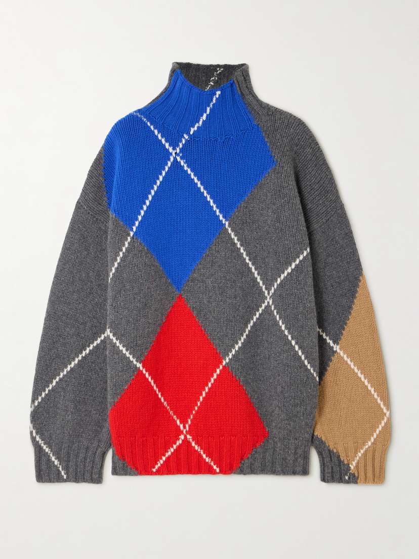 JW Anderson + Pringle Argyle Wool Turtleneck Sweater