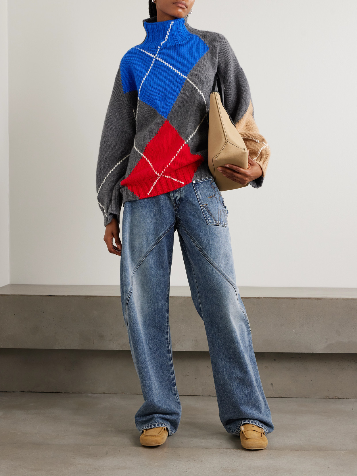 + Pringle Argyle Wool Turtleneck Sweater