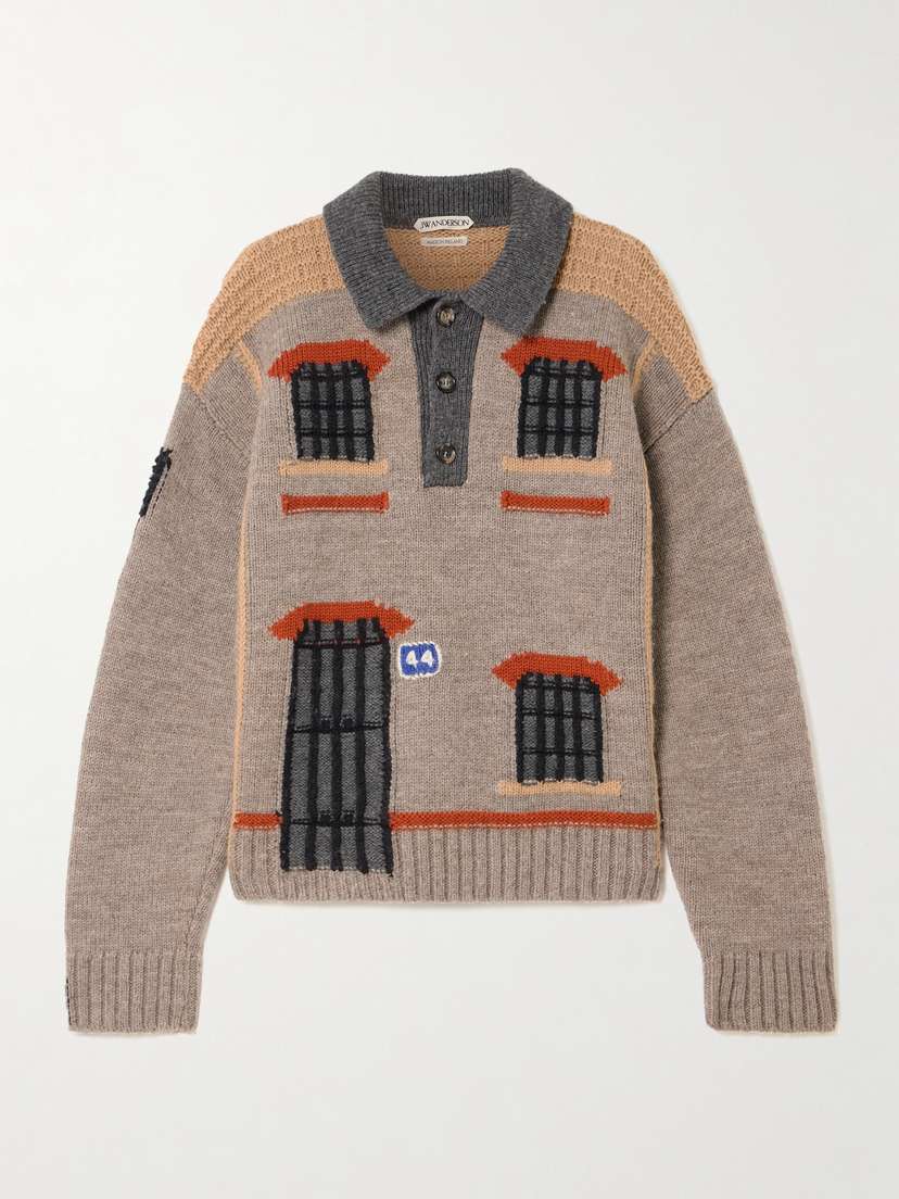 JW Anderson Intarsia-knit Wool Polo Sweater