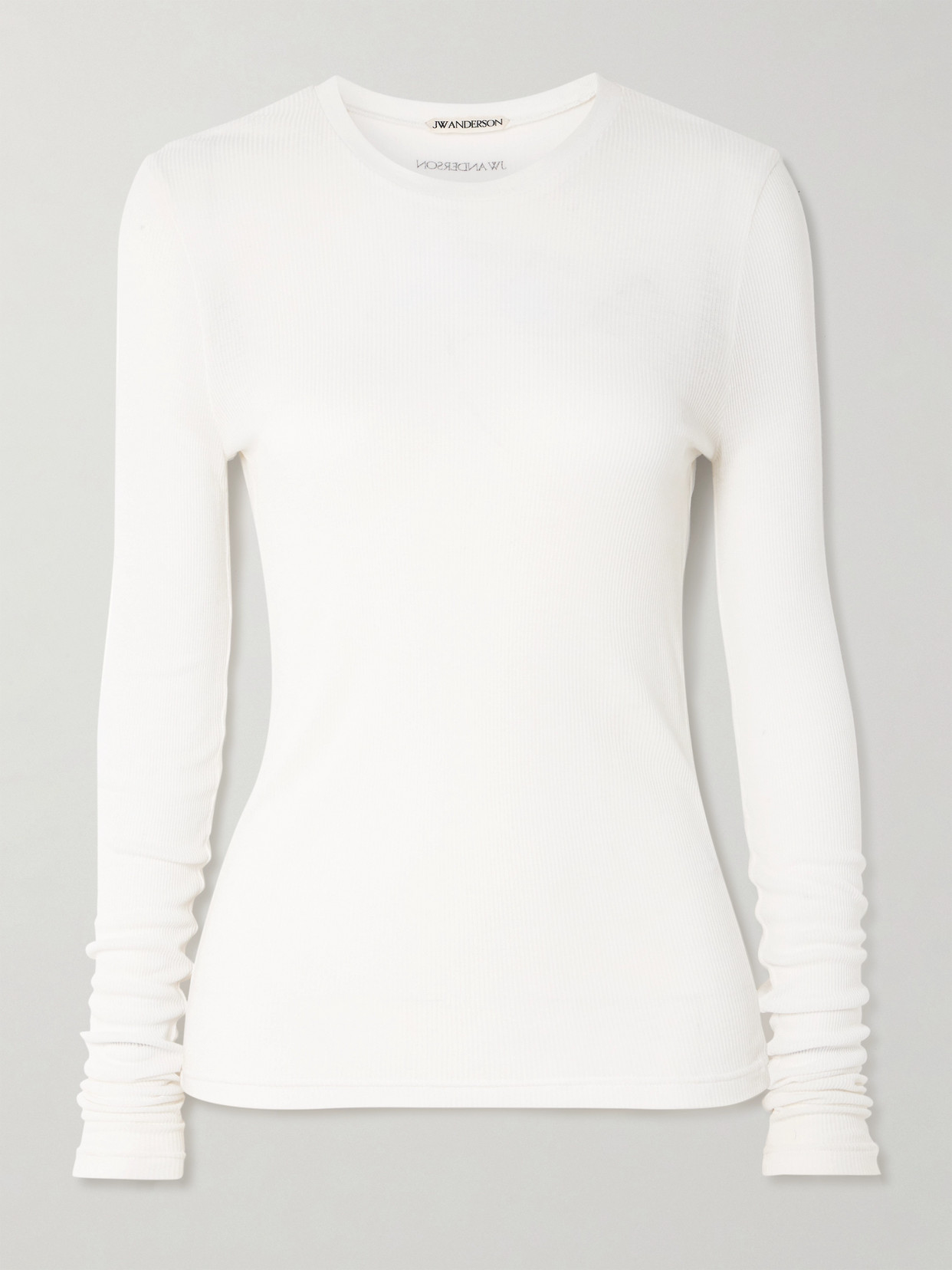 Jw Anderson Ribbed Modal-jersey T-shirt In White