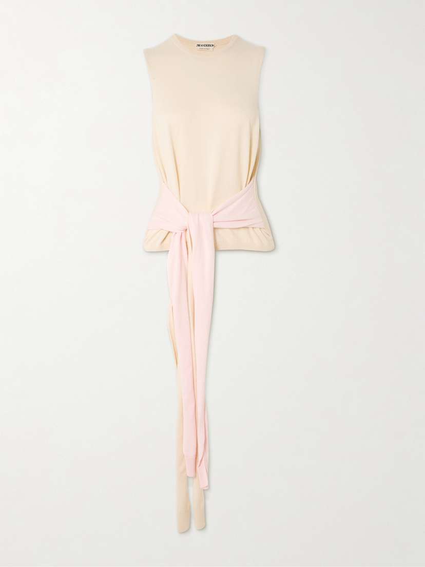 JW Anderson Tie-detailed Cotton And Cashmere-blend Tank