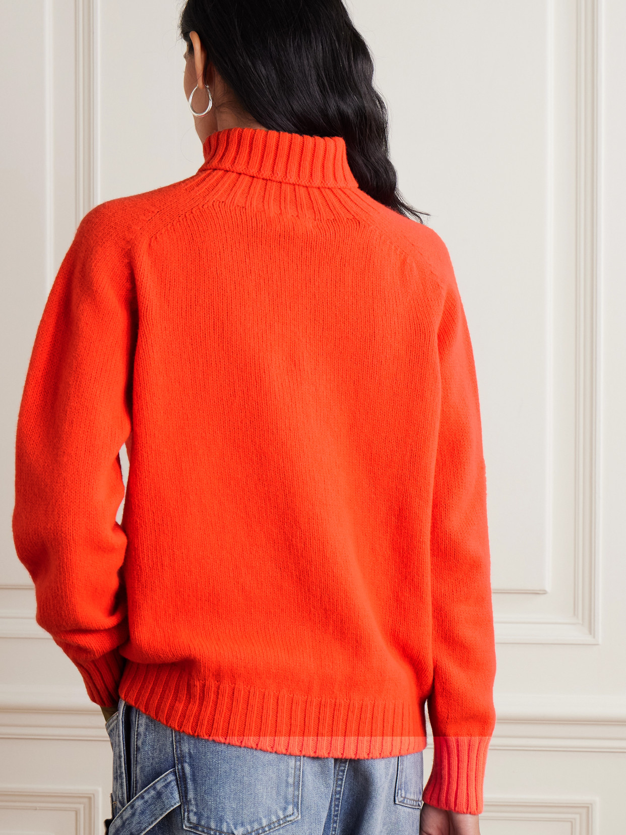 Jw Anderson Embroidered Merino Wool Turtleneck Sweater In Red
