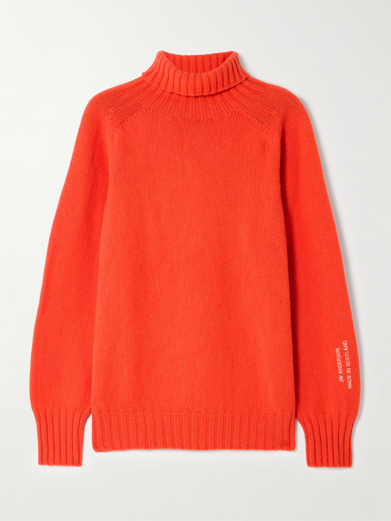Jw Anderson Embroidered Merino Wool Turtleneck Sweater In Red