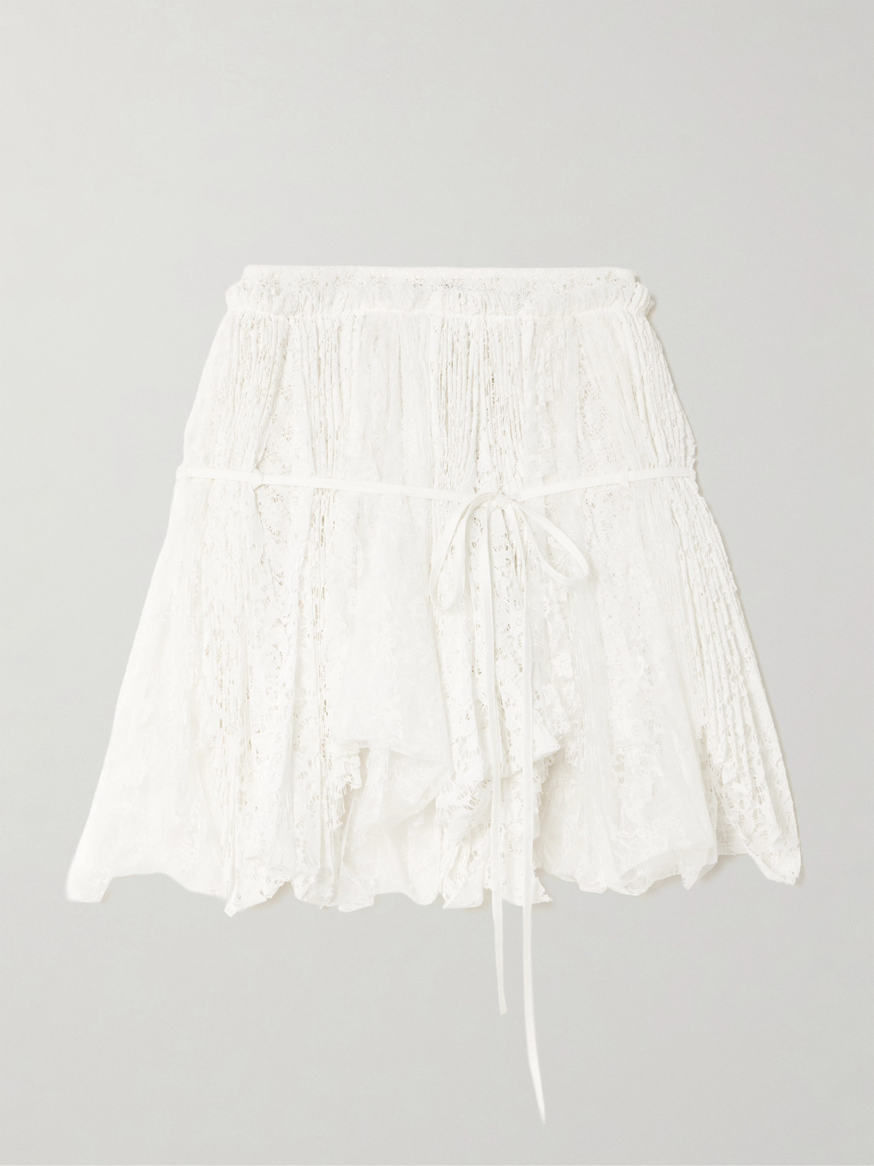 Asymmetric Tie-Detailed Lace Mini