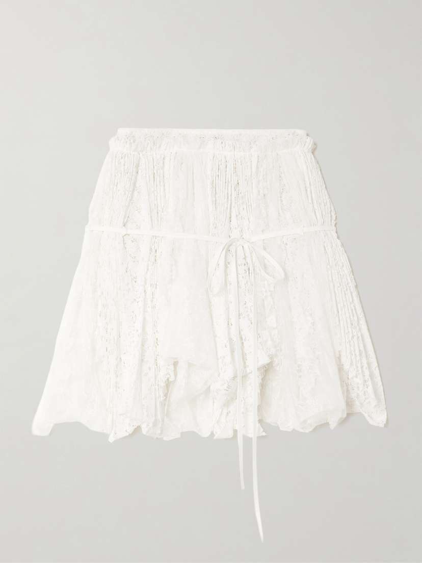 JW Anderson Asymmetric Tie-detailed Lace Mini Skirt