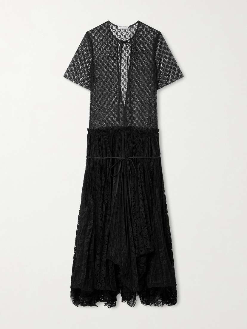 JW Anderson Layered Cutout Pleated Lace Maxi Dress
