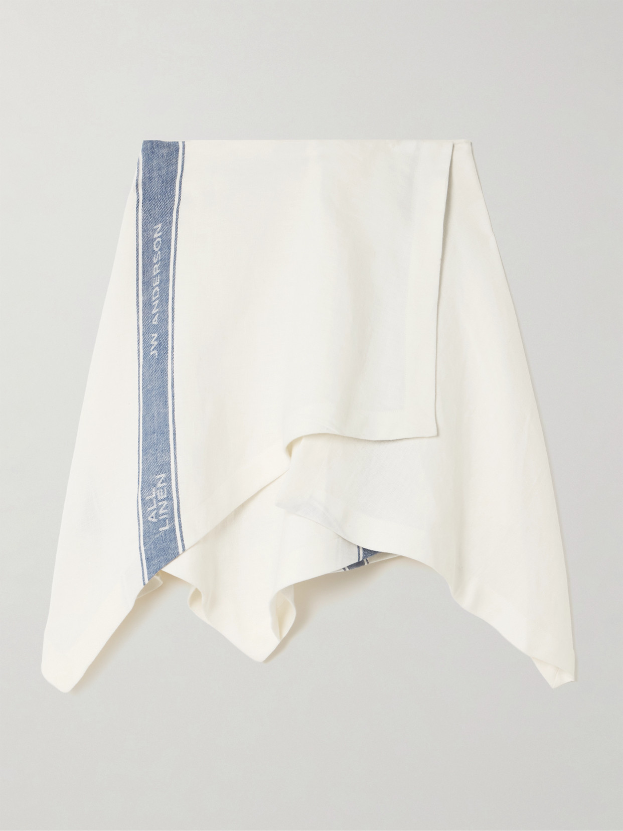 Jw Anderson Asymmetric Linen-jacquard Mini Wrap-effect Skirt In White