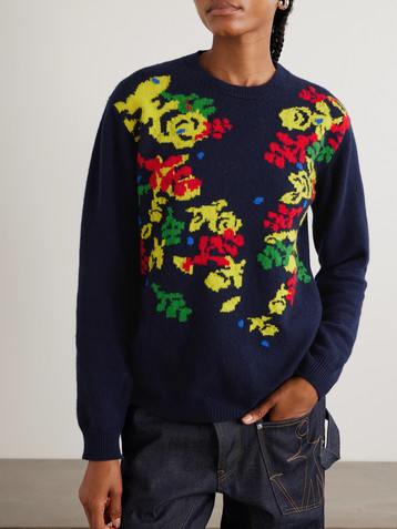 Jw Anderson + Pringle floral intarsia-knit cashmere sweater