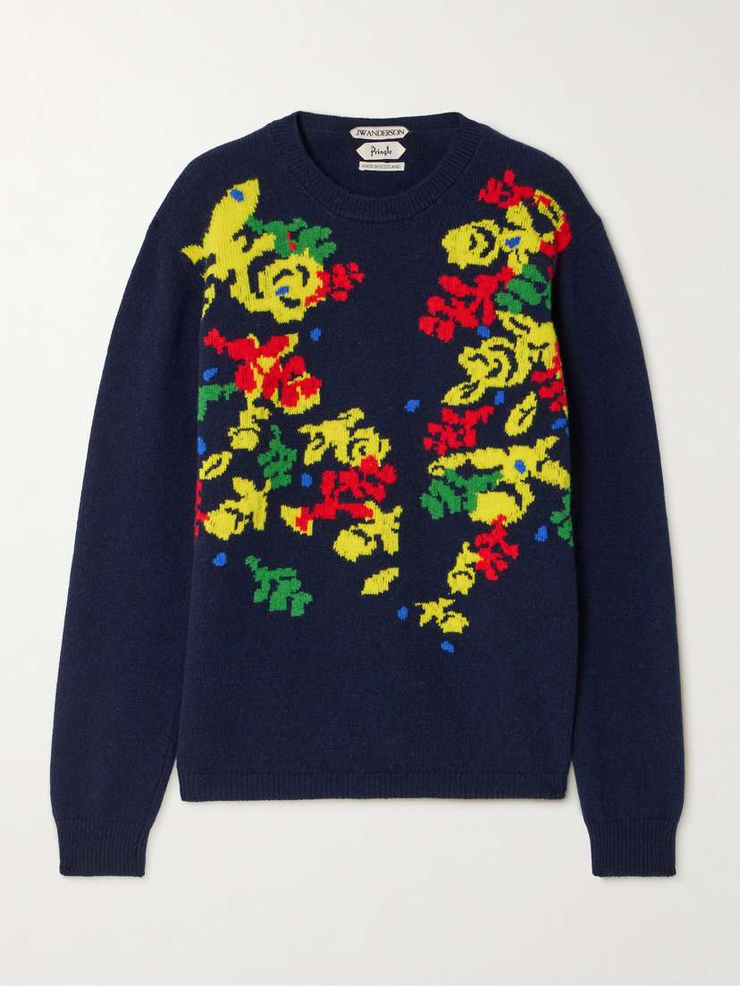 JW Anderson + Pringle Floral Intarsia-knit Cashmere Sweater