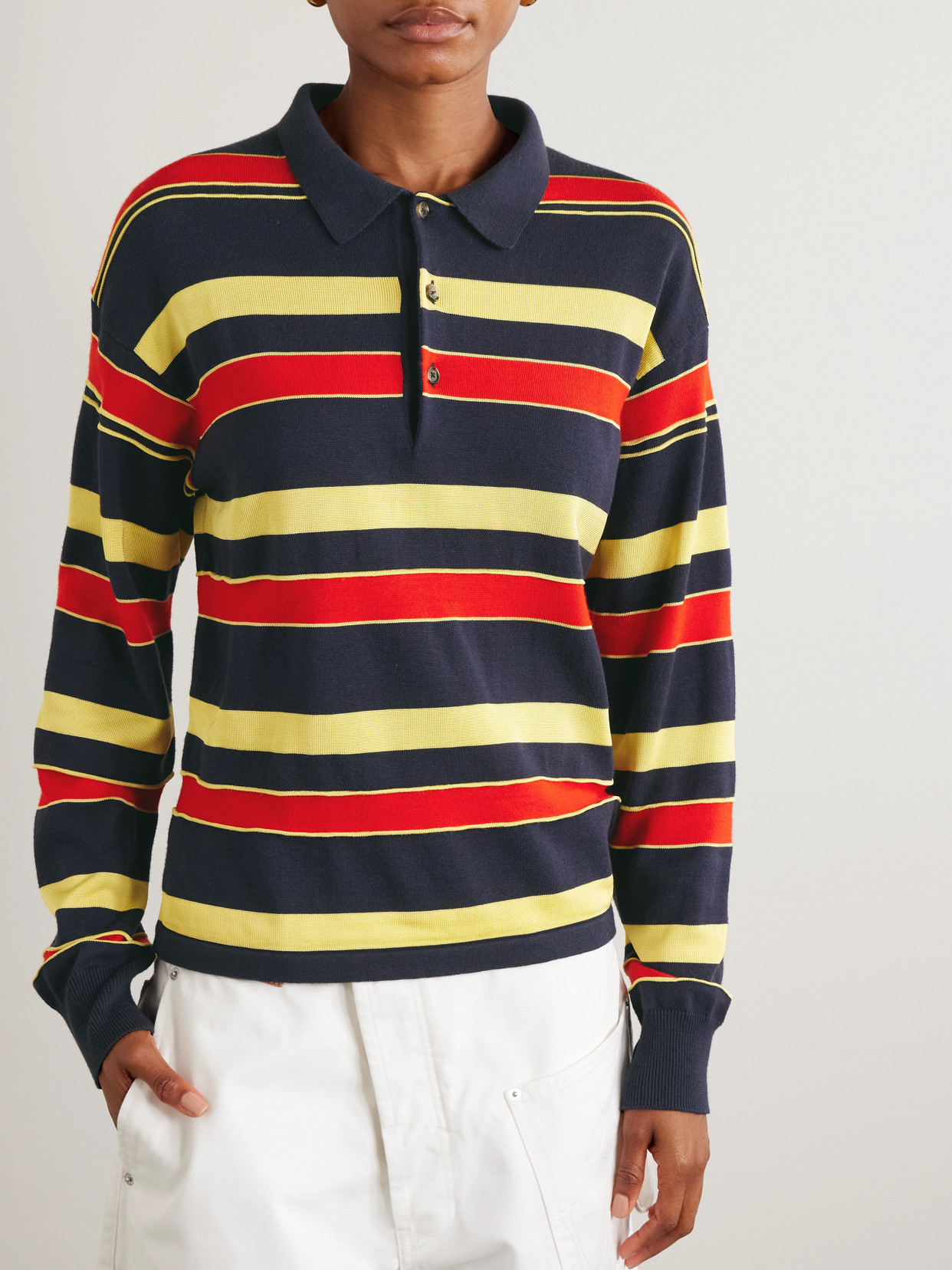 Striped Cotton And Wool-Blend Polo